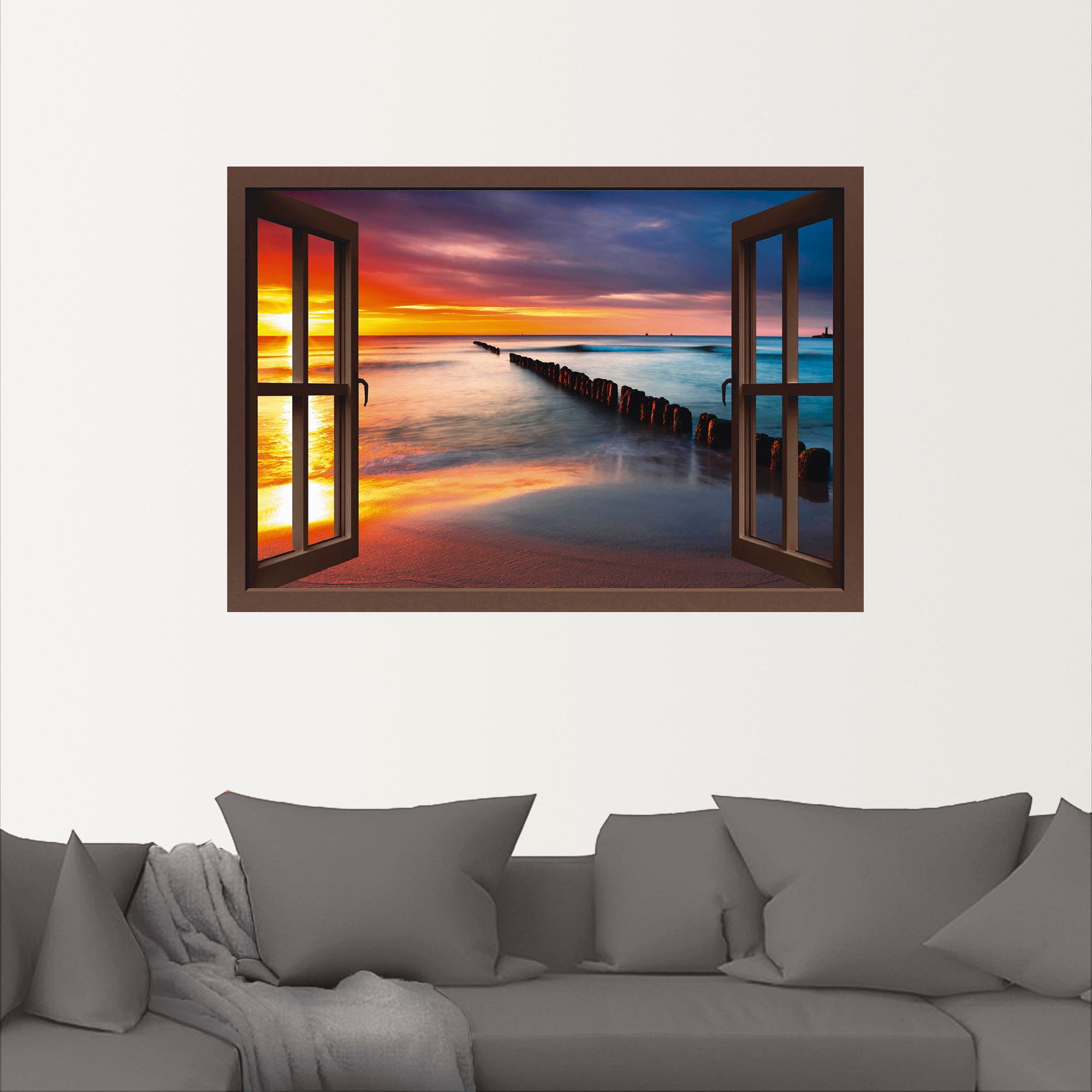 Artland Wandbild »Fensterblick Ostsee mit Sonnenaufgang«, Fensterblick, (1 günstig online kaufen