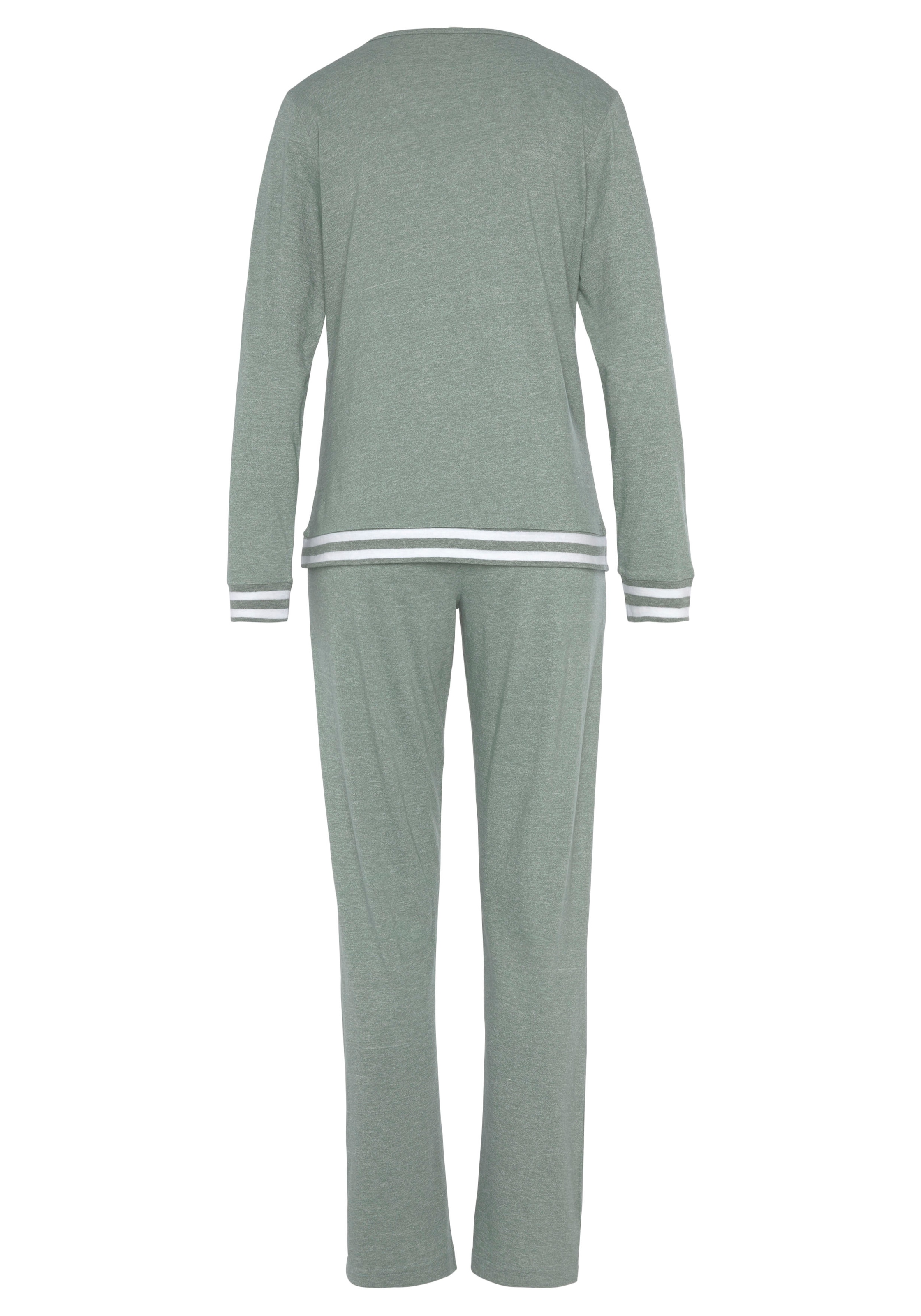 Vivance Dreams Pyjama, (2 tlg.), mit gestreiften Bündchen