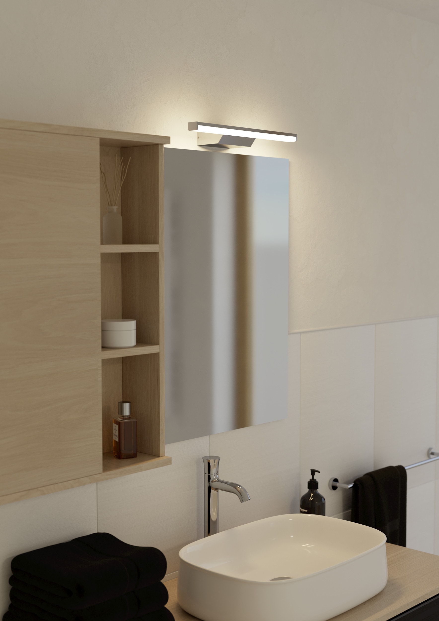 EGLO Spiegelleuchte »REGELLO-Z Spiegellampe - Kunststoff, Alu - LED - 12W - IP44« LED-Modul 1 Stk. Kaltweiß | Neutralweiß | RGB | Warmweiß Wandlampe, Badezimmerlampe, Bad, L60 x H4 x AL13 cm