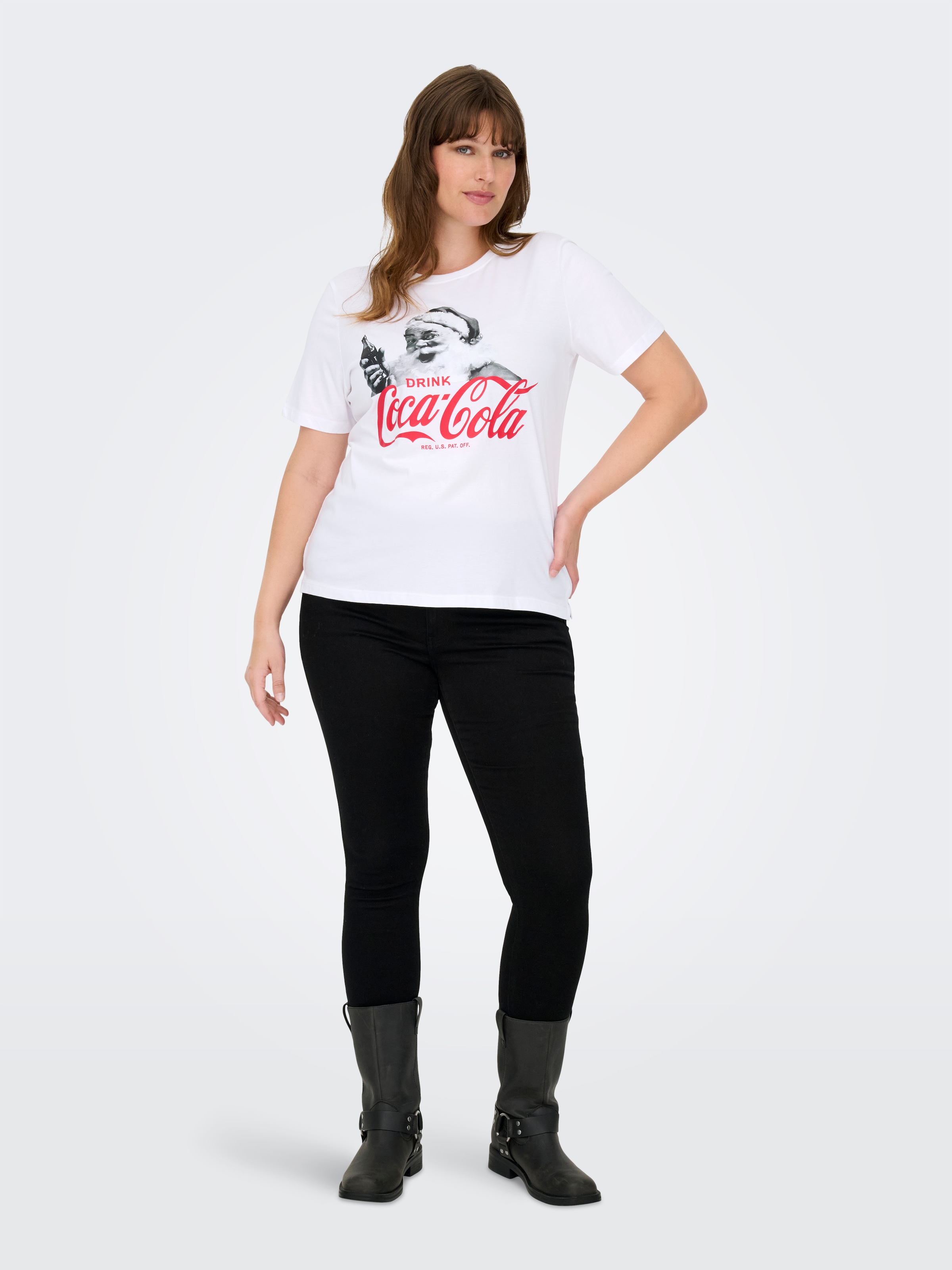 ONLY CARMAKOMA Kurzarmshirt »CARCOCA COLA XMAS LIFE S/S TOP JRS«