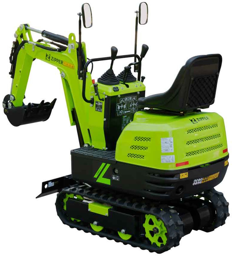 ZIPPER Minibagger Set,  6,3 kW Benzinmotor mit Elektrostarter