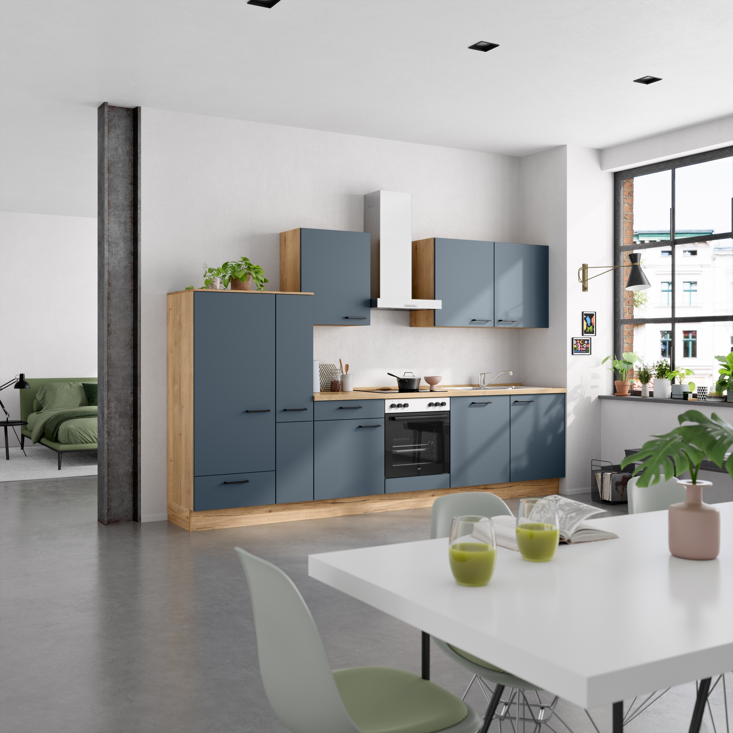 nobilia® Küchenzeile »"Easytouch I"« vormontiert,  Ausrichtung wählbar, Breite 330 cm, wahlw. mit E-Geräten