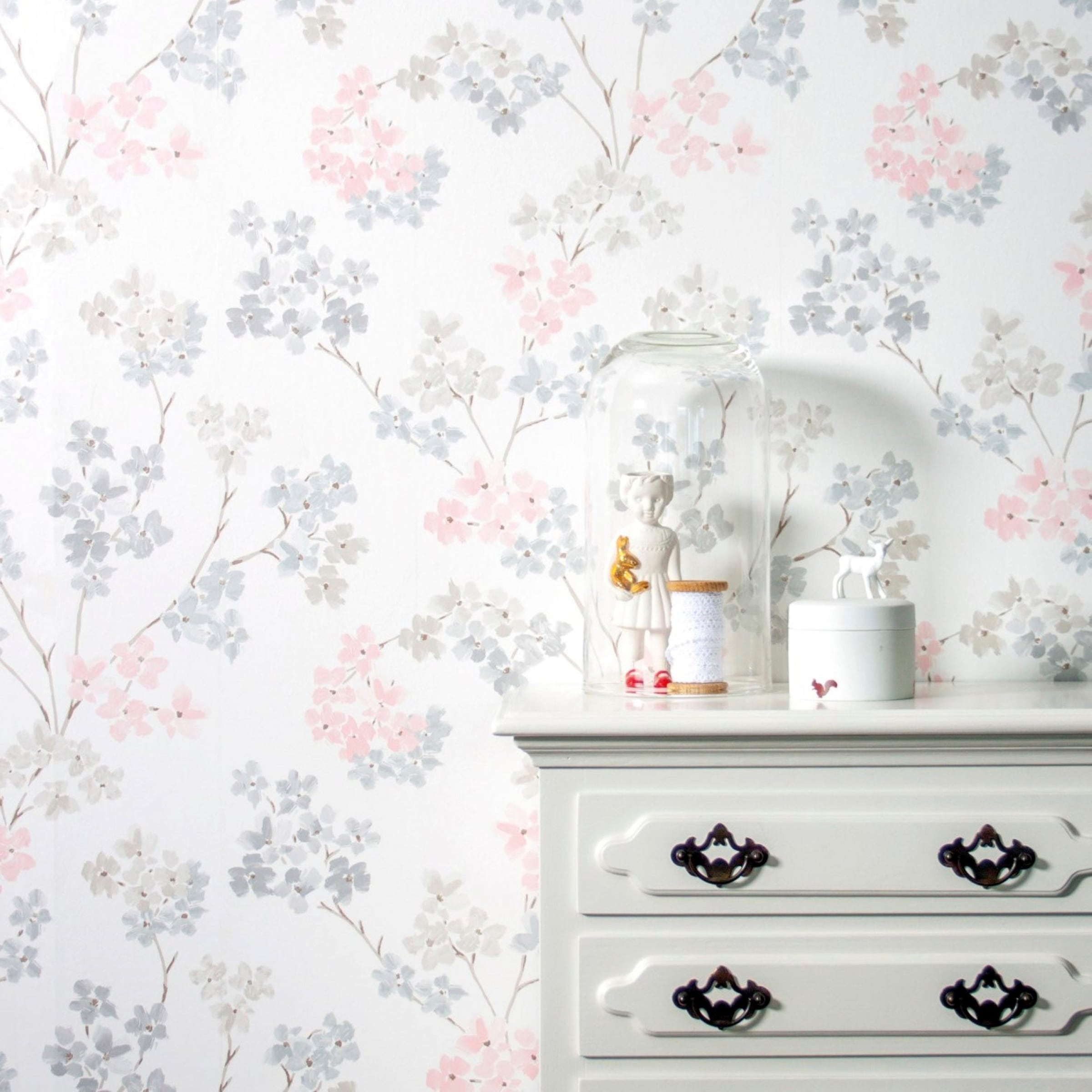Superfresco Easy Vliestapete »Blumen«, Rosa/Grau - 10m x 52cm