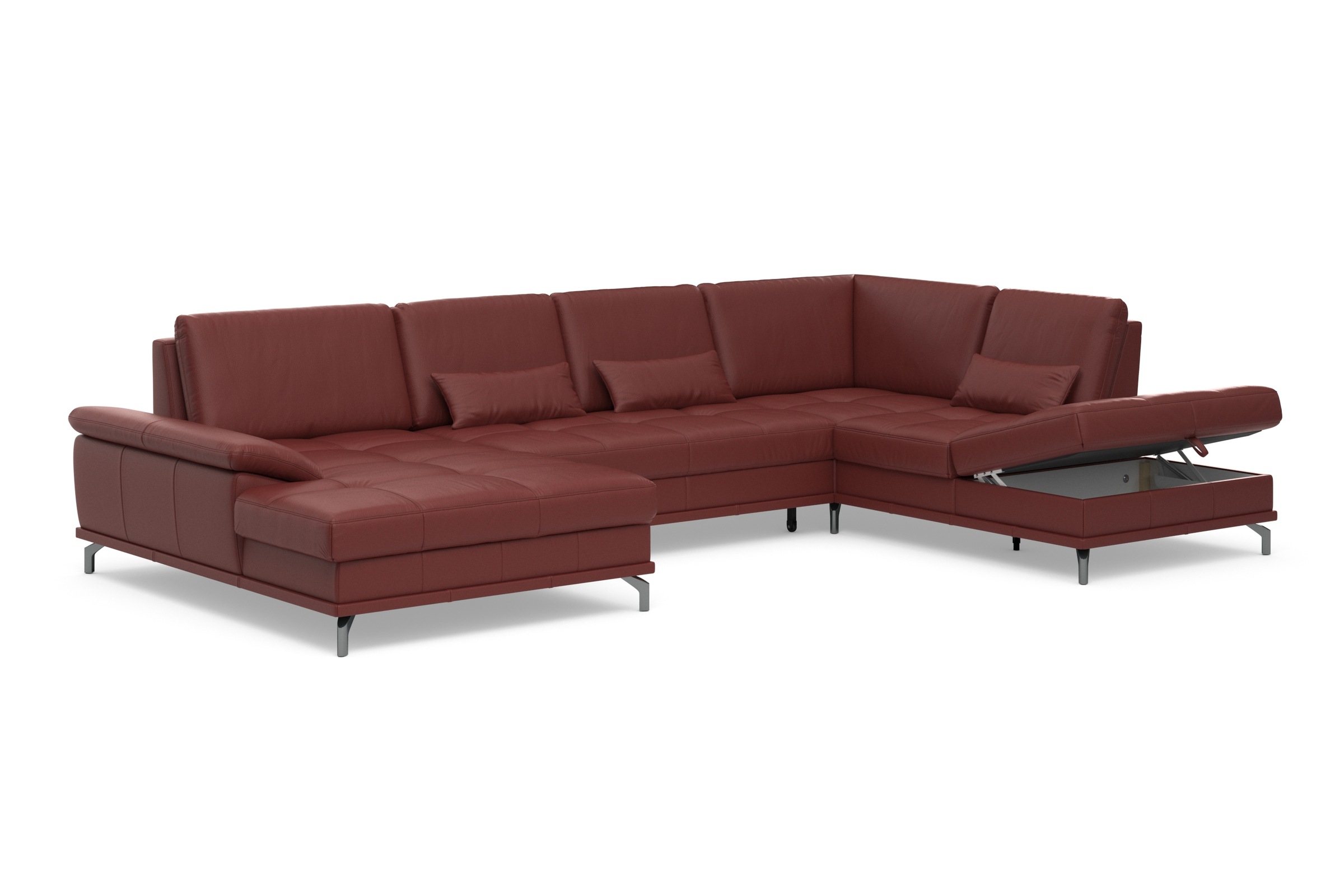 Places of Style Wohnlandschaft »Costello U-Form, mit Sitztiefenverstellung, Armteilverstellung und«, 3 Nierenkissen, optional Bettfunktion und Bettkasten