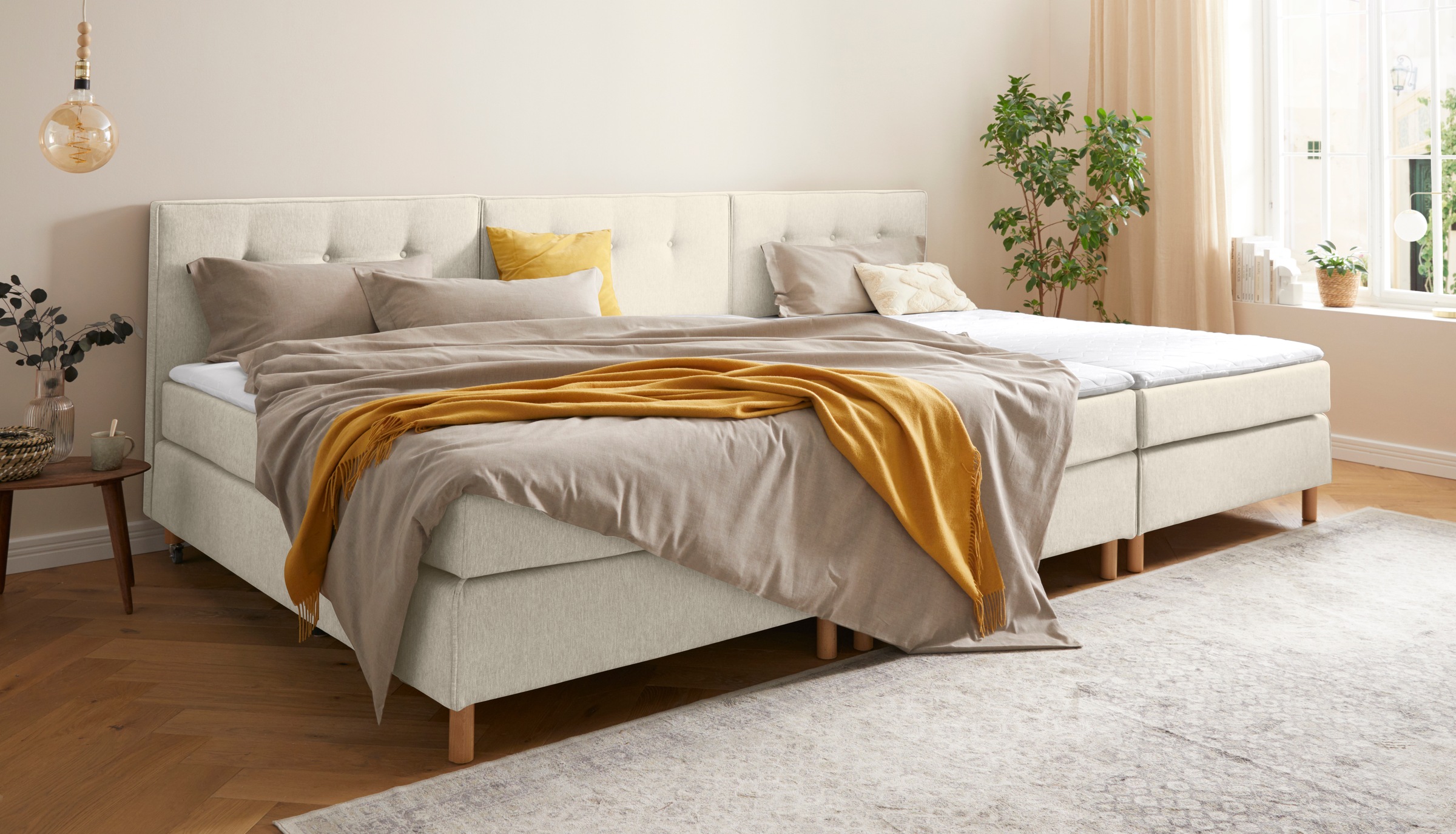 Home affaire Boxspringbett »Heimatblick 100x200cm beliebig erweiterbar zu Doppel- und Familienbett«, Einzelbett, Hotelbett erhältlich in H2,H3 & H4