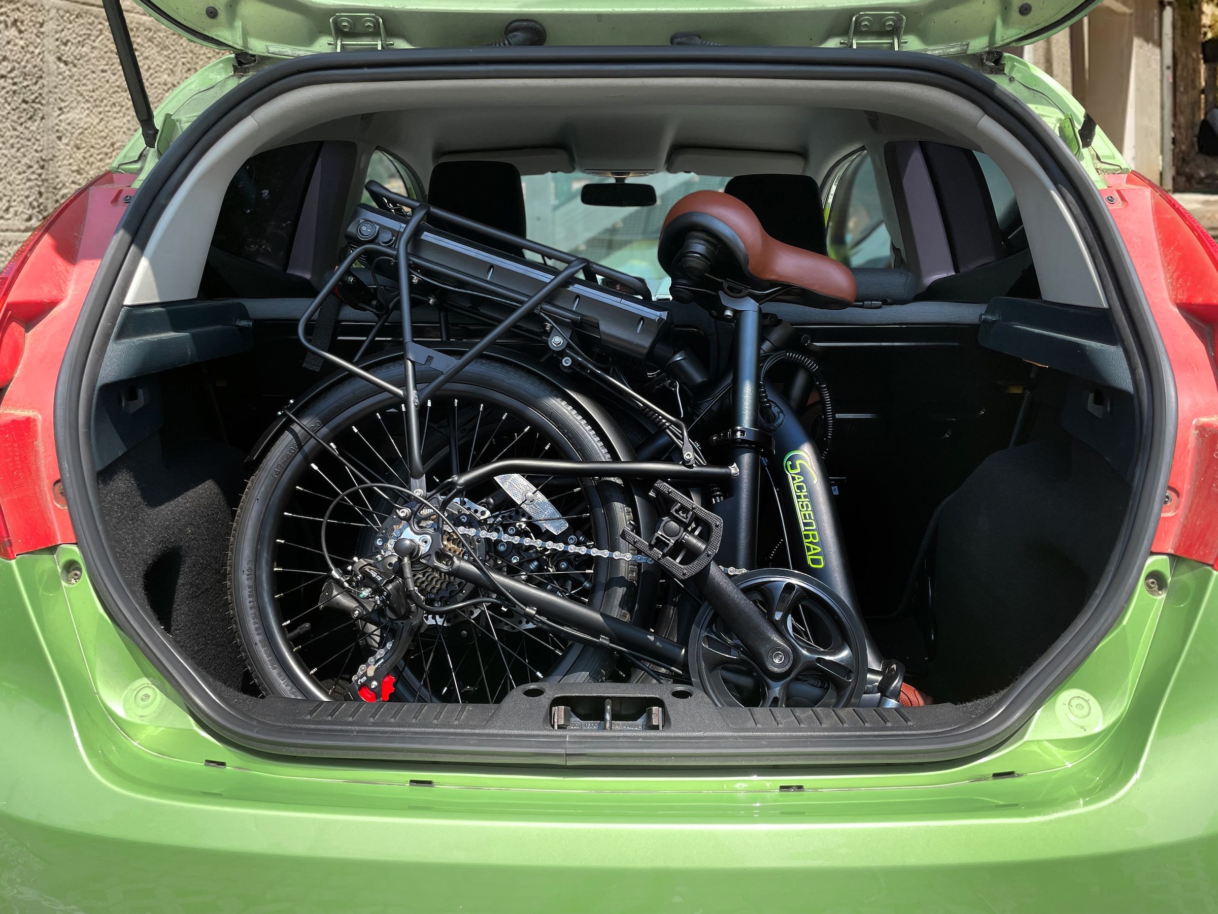 SachsenRad »Faltrad F2 Farmers mit Korb und Alarmanlage« 7 Gang Shimano Kettenschaltung Heckmotor 250 W