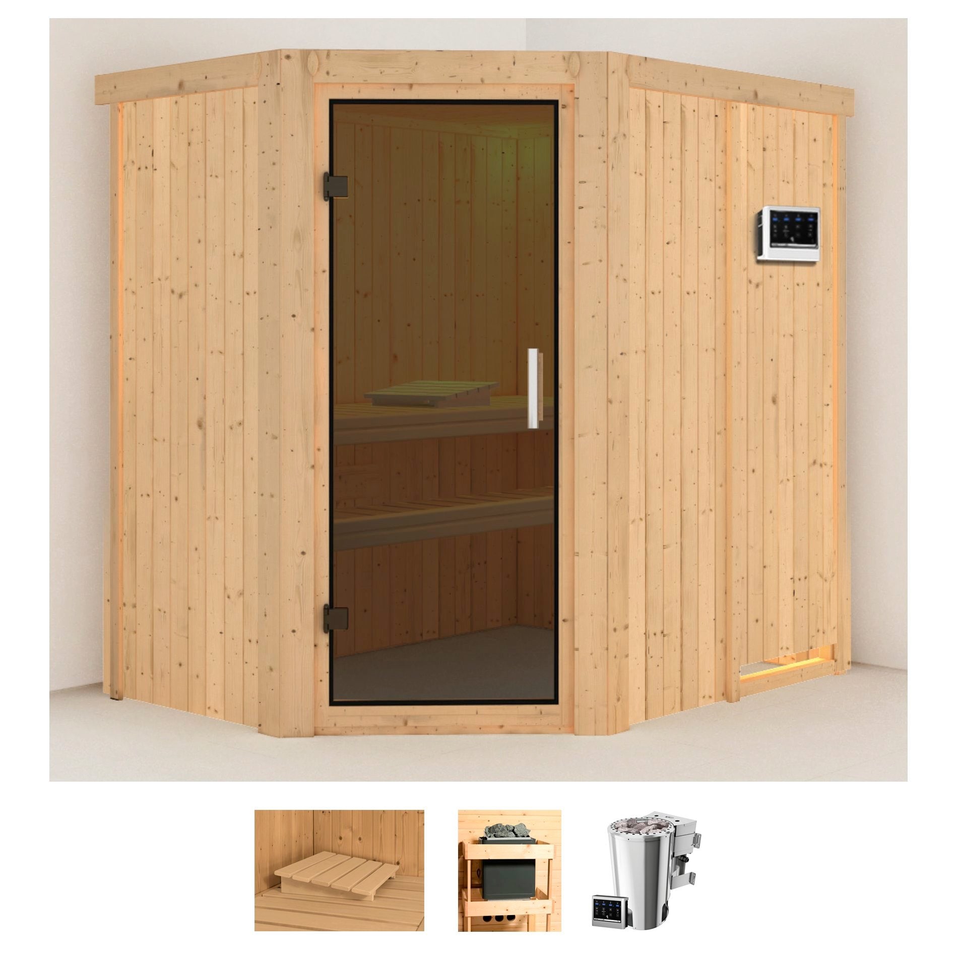 Karibu Sauna »Swantje« Set, 3,6-kW-Bio-Plug & Play Ofen mit externer Steuer günstig online kaufen