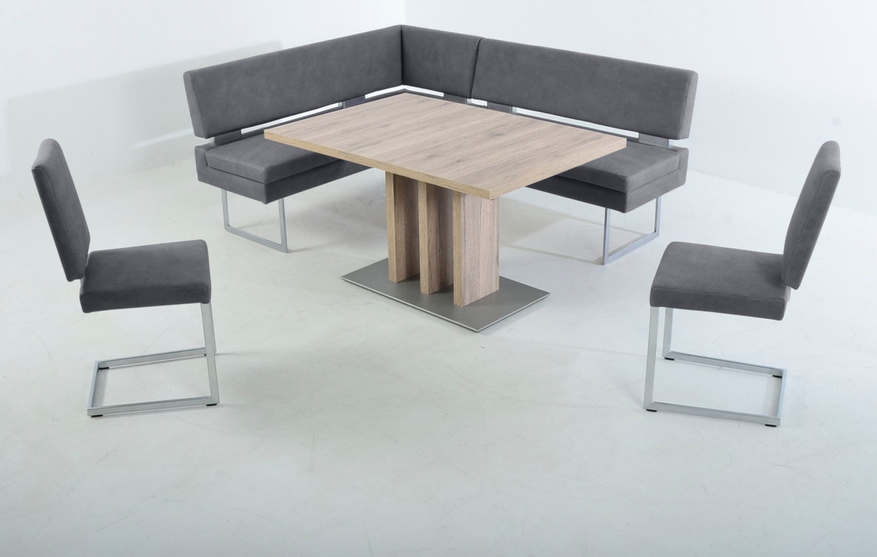 K+W KOMFORT & WOHNEN Essgruppe 4 Stk. tlg. langer Schenkel links oder rechts, 2 Freischwinger, 1 Funktionstisch ocean 54 +