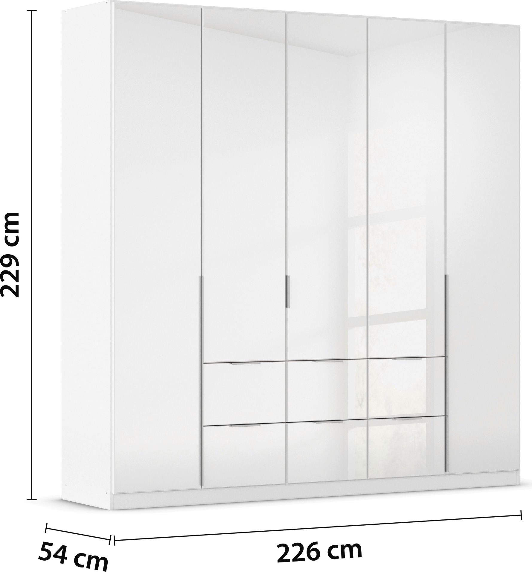 rauch Drehtürenschrank »Kleiderschrank Kleiderschränke Schrank Garderobe AGORDO mit Glasfront«, (in zwei Griff-Farben mit Glasfront), mit Außenschubkästen, in 6 Breiten und 2 Höhen MADE IN GERMANY
