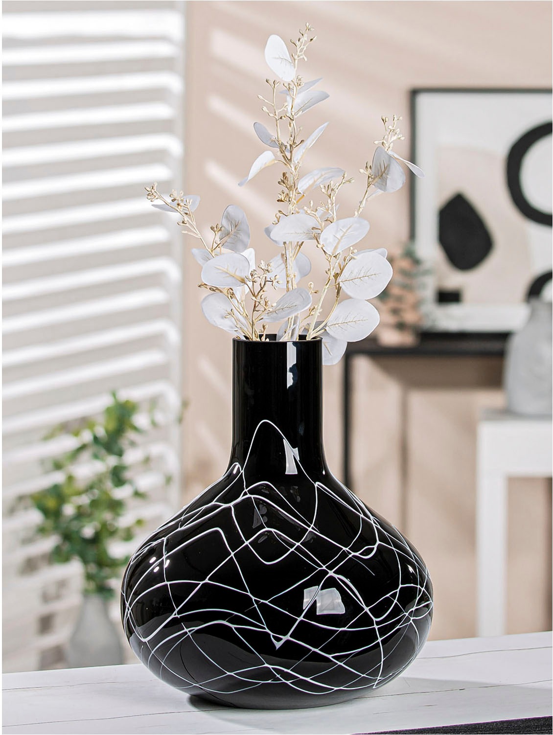GILDE Tischvase »Vase Uderzo mit Spinnenwebendekor, Höhe ca. 28 cm« Europäi günstig online kaufen