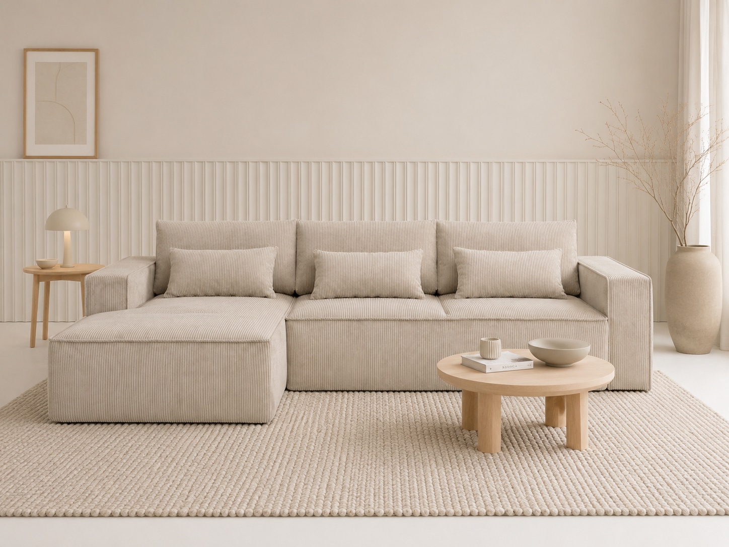 OTTO home Ecksofa »Tillian, Schlafsofa« Breite 294 cm, Breitkord, Sitzfläche mit Taschenfederkern