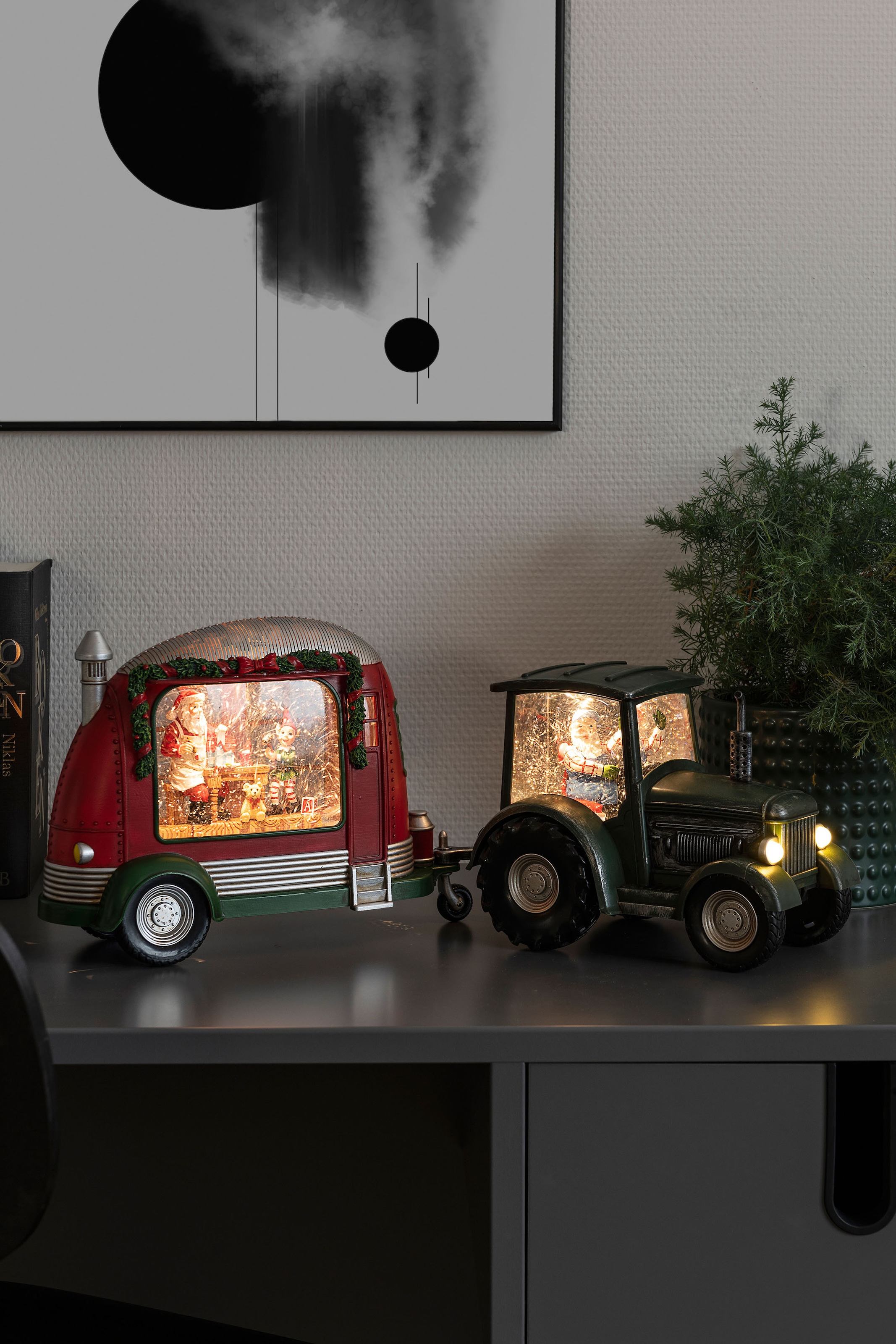 KONSTSMIDE LED Laterne Spielsachen »Karavan«, wassergefüllt, Raten 1 auf bestellen Weihnachtsmann flammig-flammig, repariert