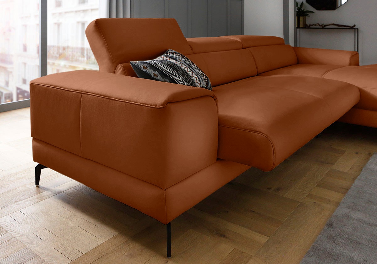 W.SCHILLIG Ecksofa »piedroo, Designsofa mit tollem Sitzkomfort, L-Form«, Kopfteilverstellung, wahlweise mit Sitztiefenverstellung, Breite 303cm