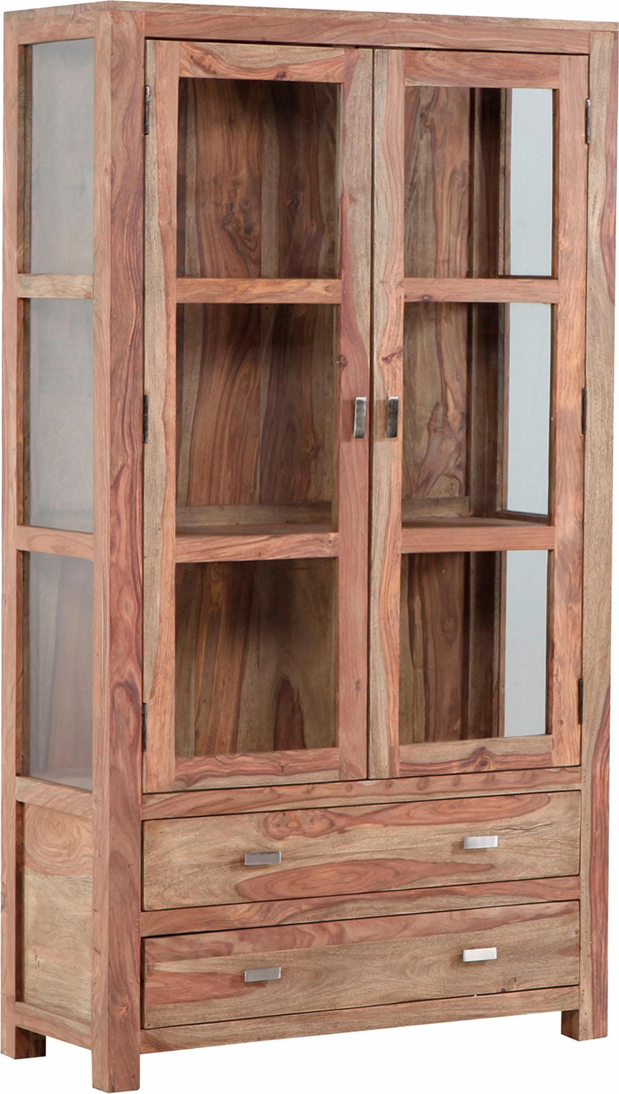 Gutmann Factory Vitrine "Inka", aus massivem Sheesham Holz, Höhe 180 cm günstig online kaufen