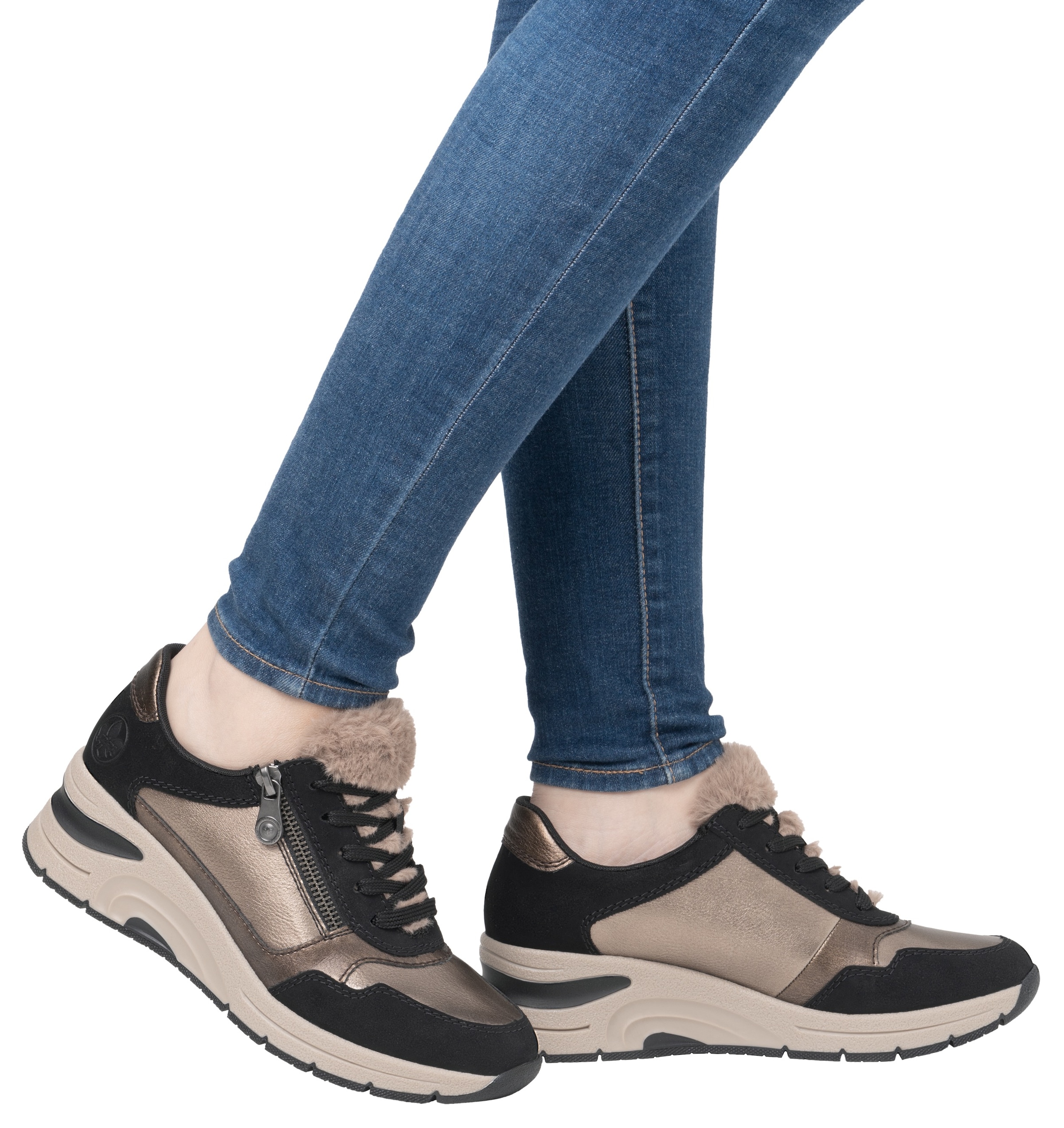 Rieker Keilsneaker, Freizeitschuh, Schnürschuh mit Schaftrandpolsterung, schmale Form