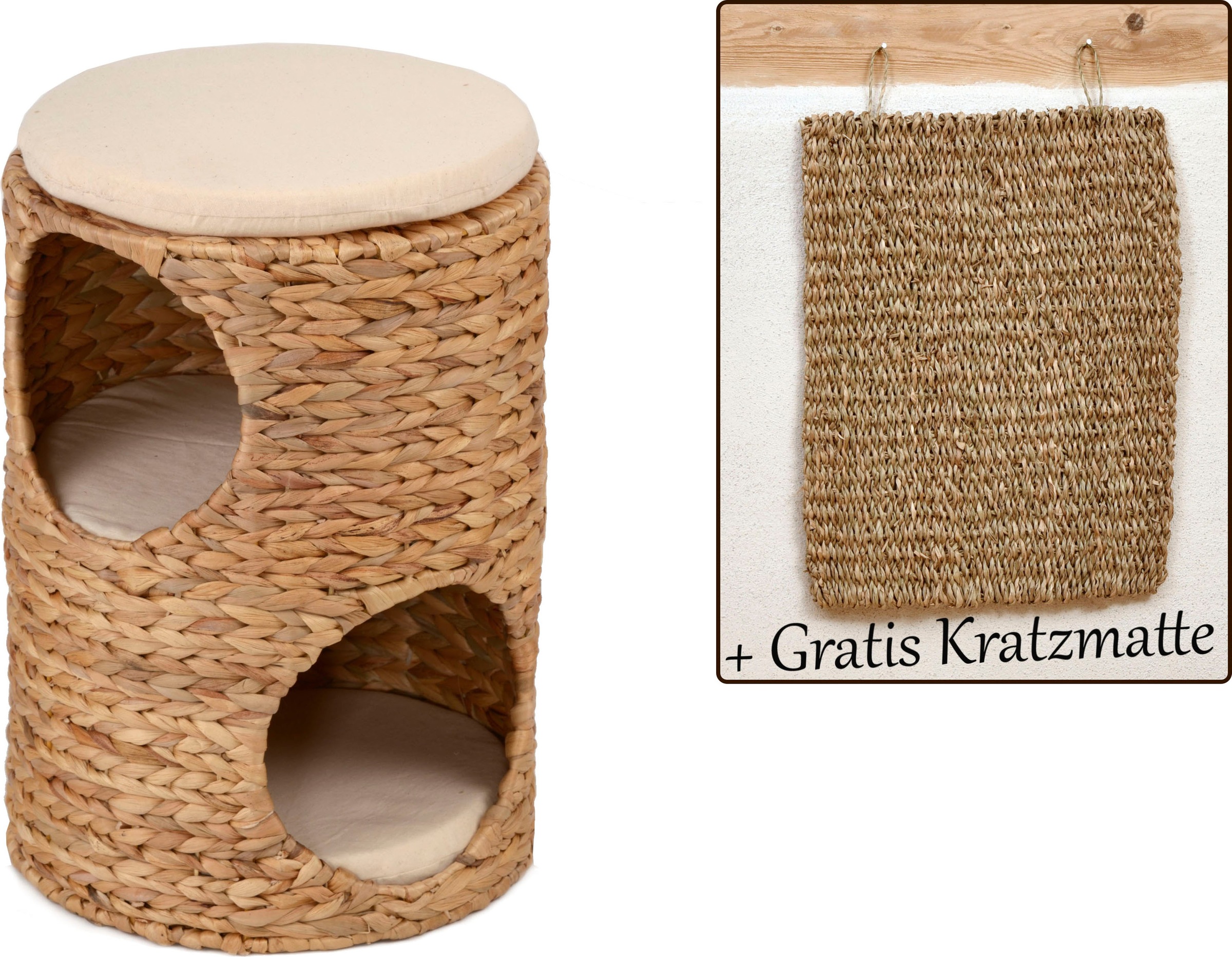Bild von ABUKI Tierkorb »Wasserhyazinthe«, LxBxH: 32x32x45 cm, gratis Kratzmatte