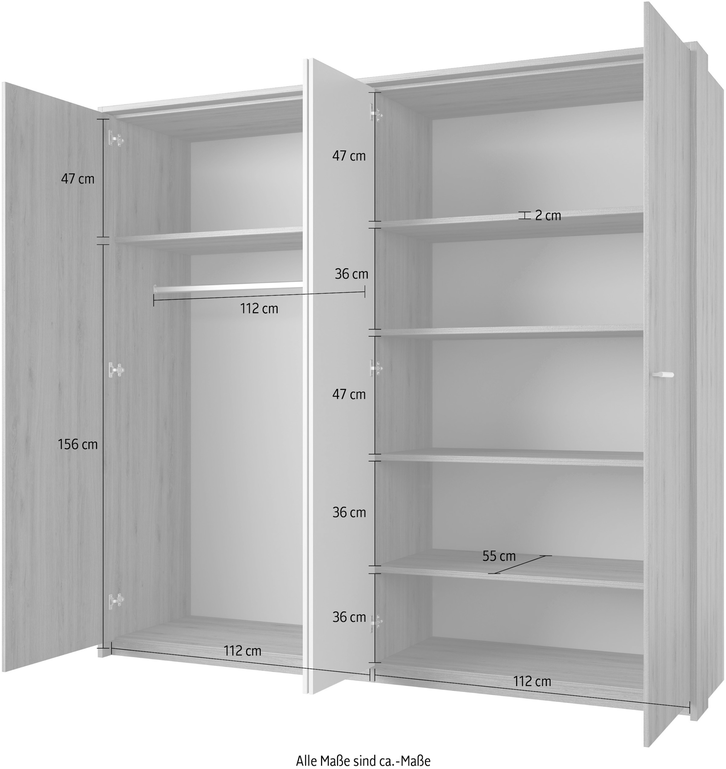 Home affaire Schlafzimmer-Set »Bitry,Set 4-St(Bett 180 cm, 2xNako, Drehtürenschrank)«, Komplettschlafzimmer, viel Stauraum, fühlbare Struktur, Holzoptik