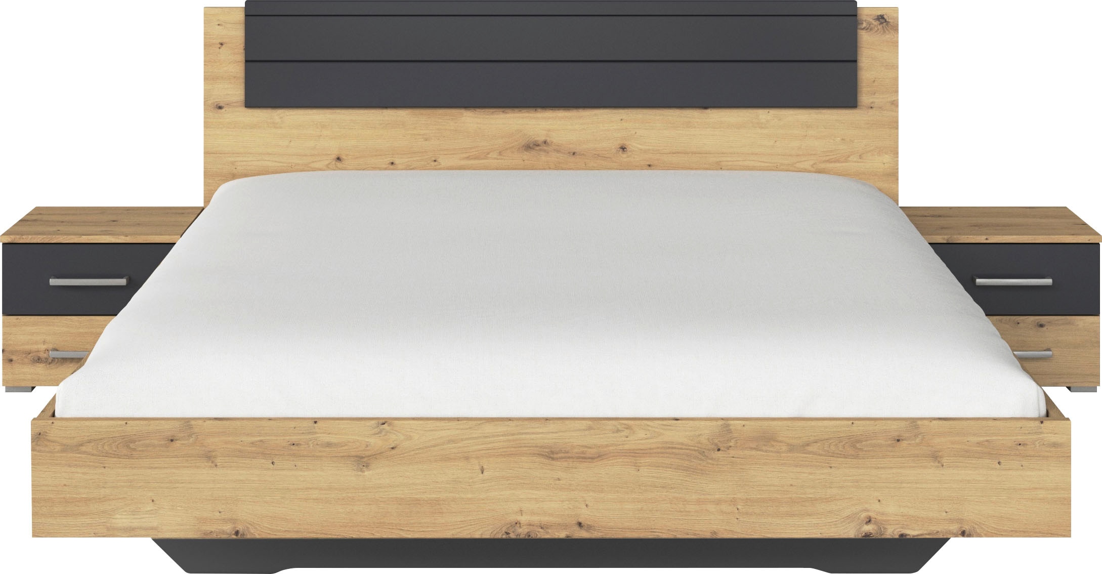 rauch Bettanlage »Doppelbett Futonbett BARCELONA in schwebender Optik«, (Set, 3 tlg.), und Farbabsetzungen mit 2 Nachttischen MADE IN GERMANY
