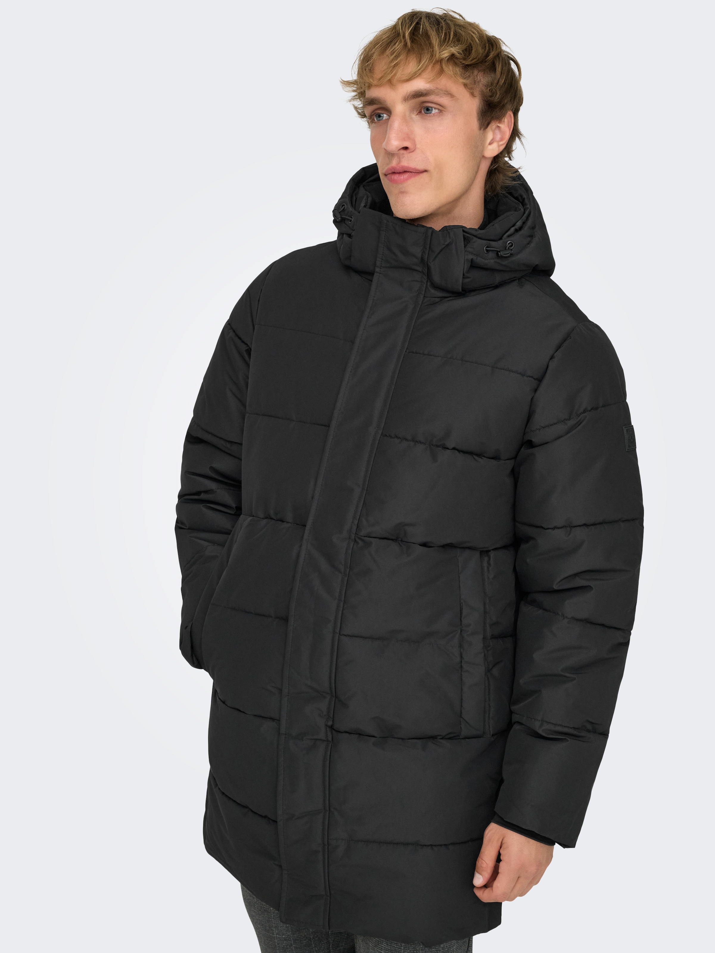 ONLY & SONS Steppjacke »ONSCARL LIFE LONG QUILTED COAT NOOS OTW« mit Kapuze