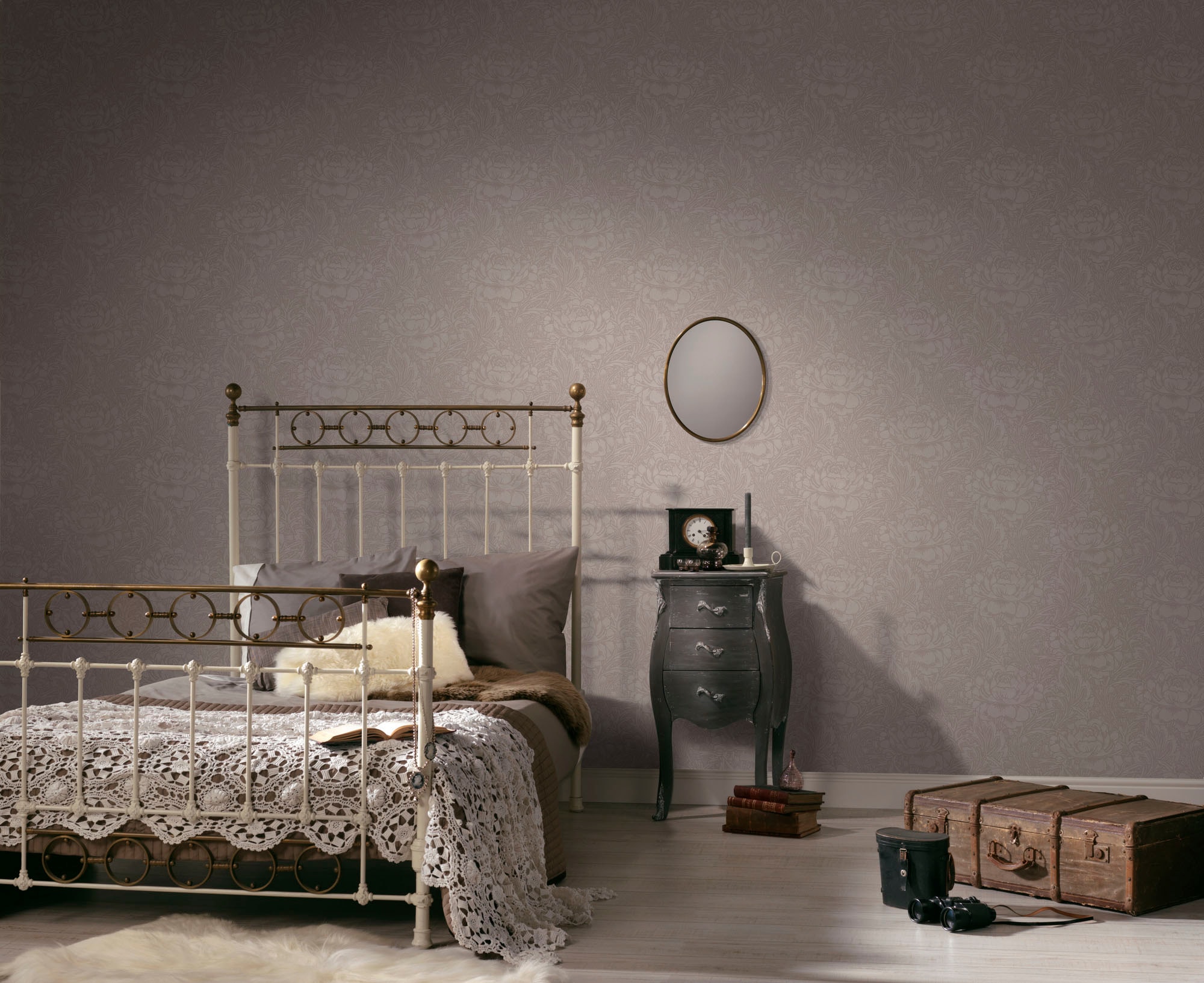 living walls Vliestapete »Mata Hari« geblümt | natürlich leicht strukturiert Florale Tapete Blumen Tapeten Wohnzimmer Schlafzimmer Küche Anthrazit