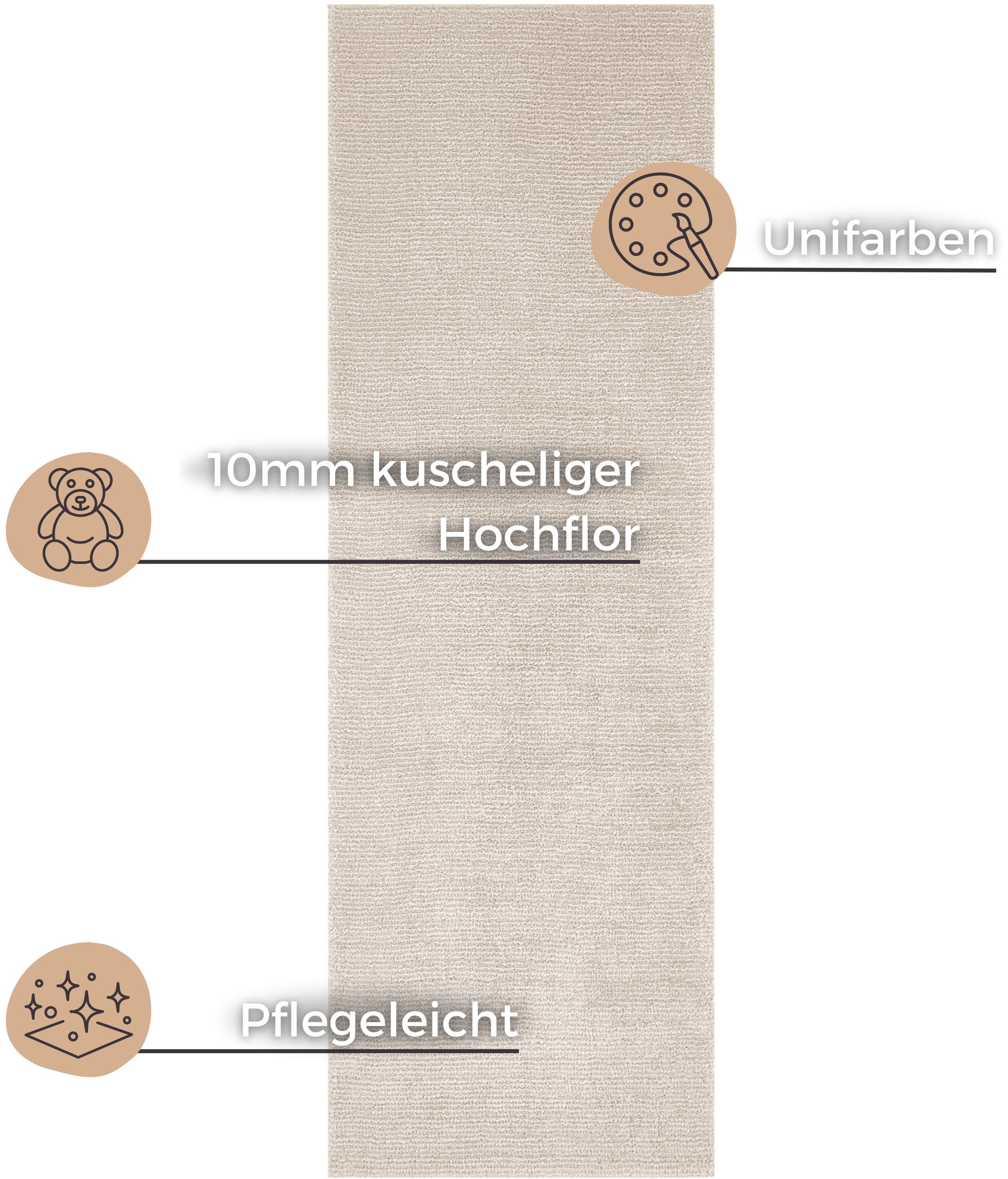 HANSE Home Teppich »Supersoft«, rechteckig, 10 mm Höhe, Kurzflor, Läufer Modern, Einfarbig, Wohnzimmer, Schlafzimmer