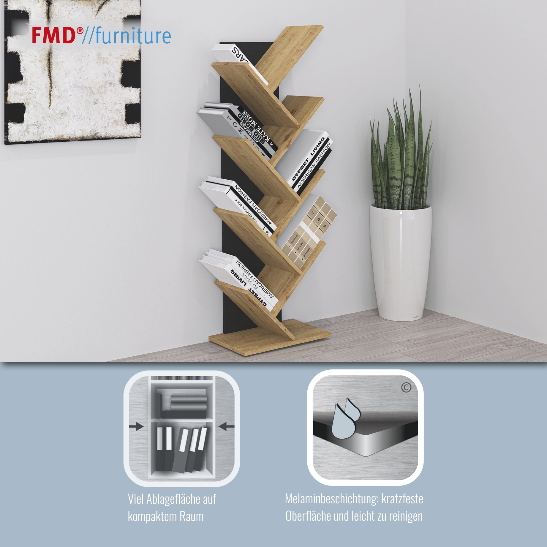 FMD Wandregal »Büchen 1« Regal, Buchständer, Aufbewahrungsmöglichkeit, 125 cm hoch