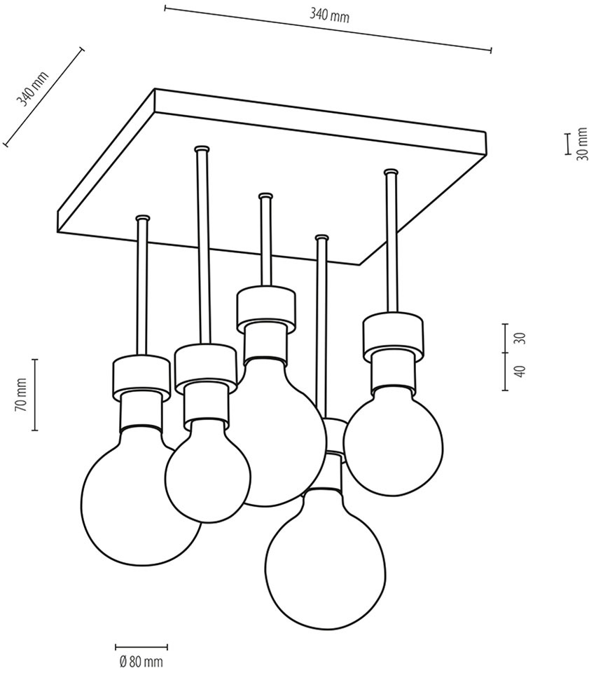 BRITOP LIGHTING Deckenleuchte »CHANDELLE«, 5 flammig, Leuchtmittel E27 | Leuchtmittel wechselbar-ohne Leuchtmittel, Naturprodukt aus Eichenholz