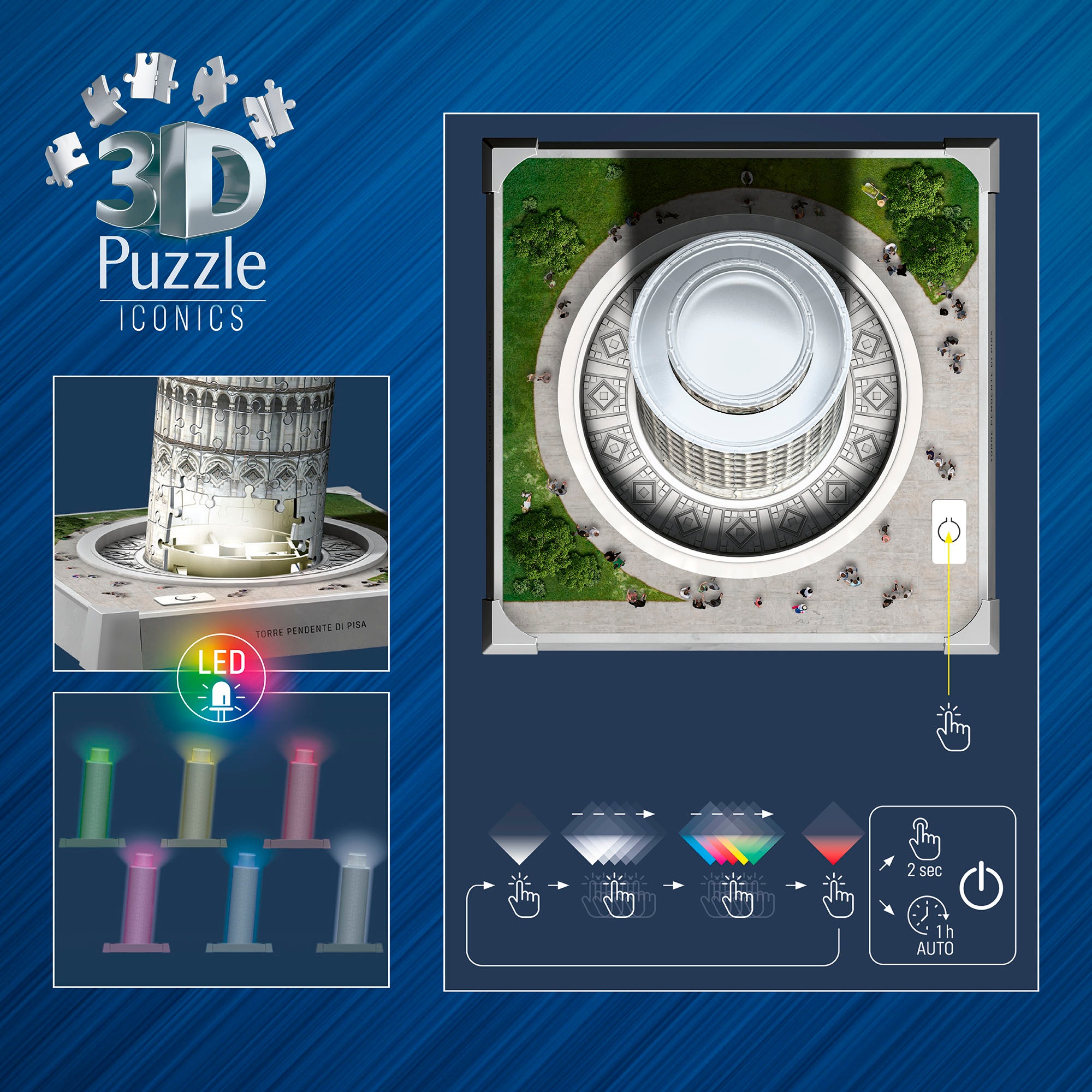 Ravensburger 3D-Puzzle »Iconics: Schiefer Turm von Pisa - mit Licht«, Made in Europe