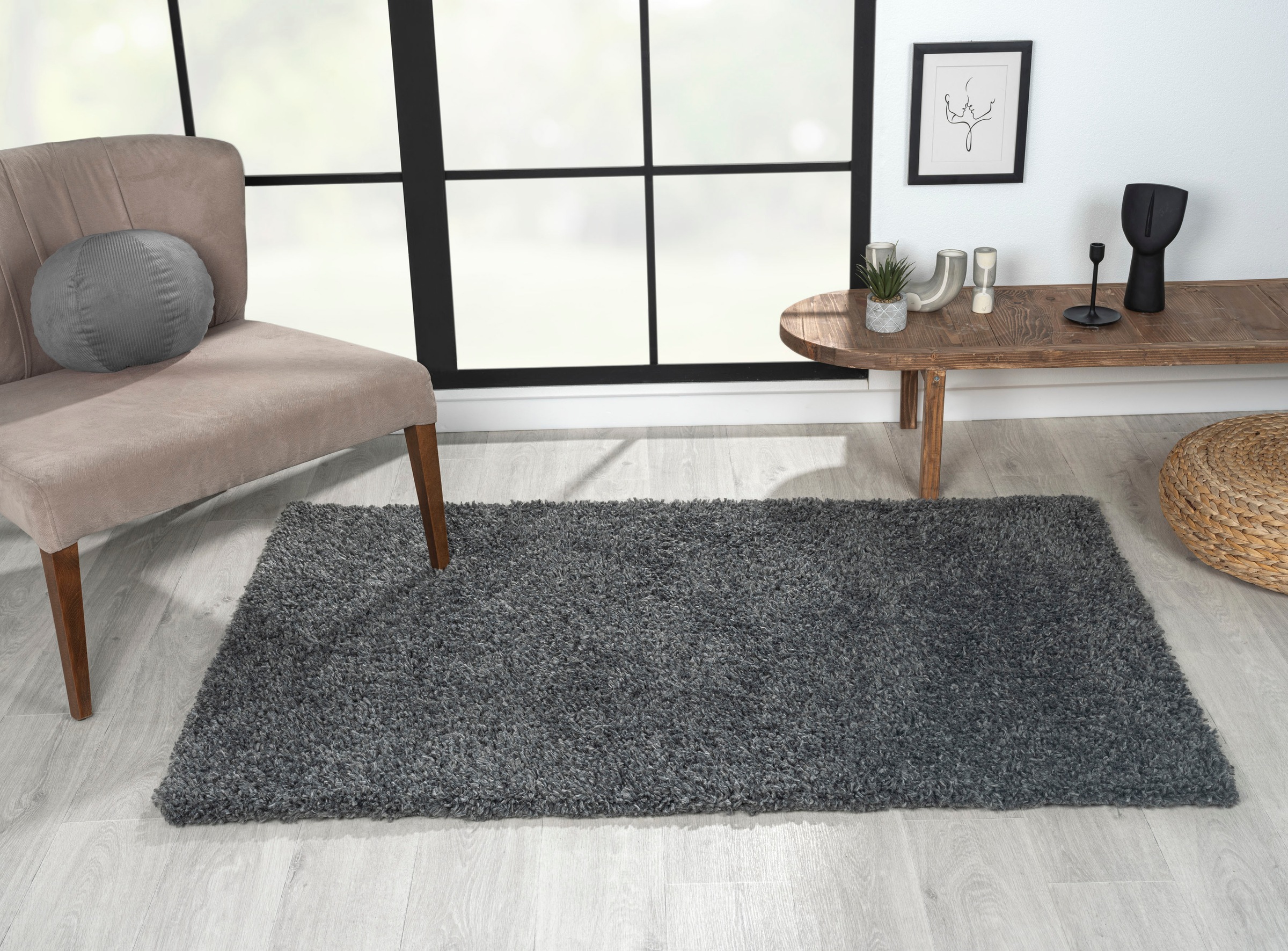 Myflair Möbel & Accessoires Hochflor-Teppich »My Shaggy«, rechteckig, 37 mm Höhe, Shaggy, Uni-Farben, leicht glänzend, Microfaser, extra flauschig