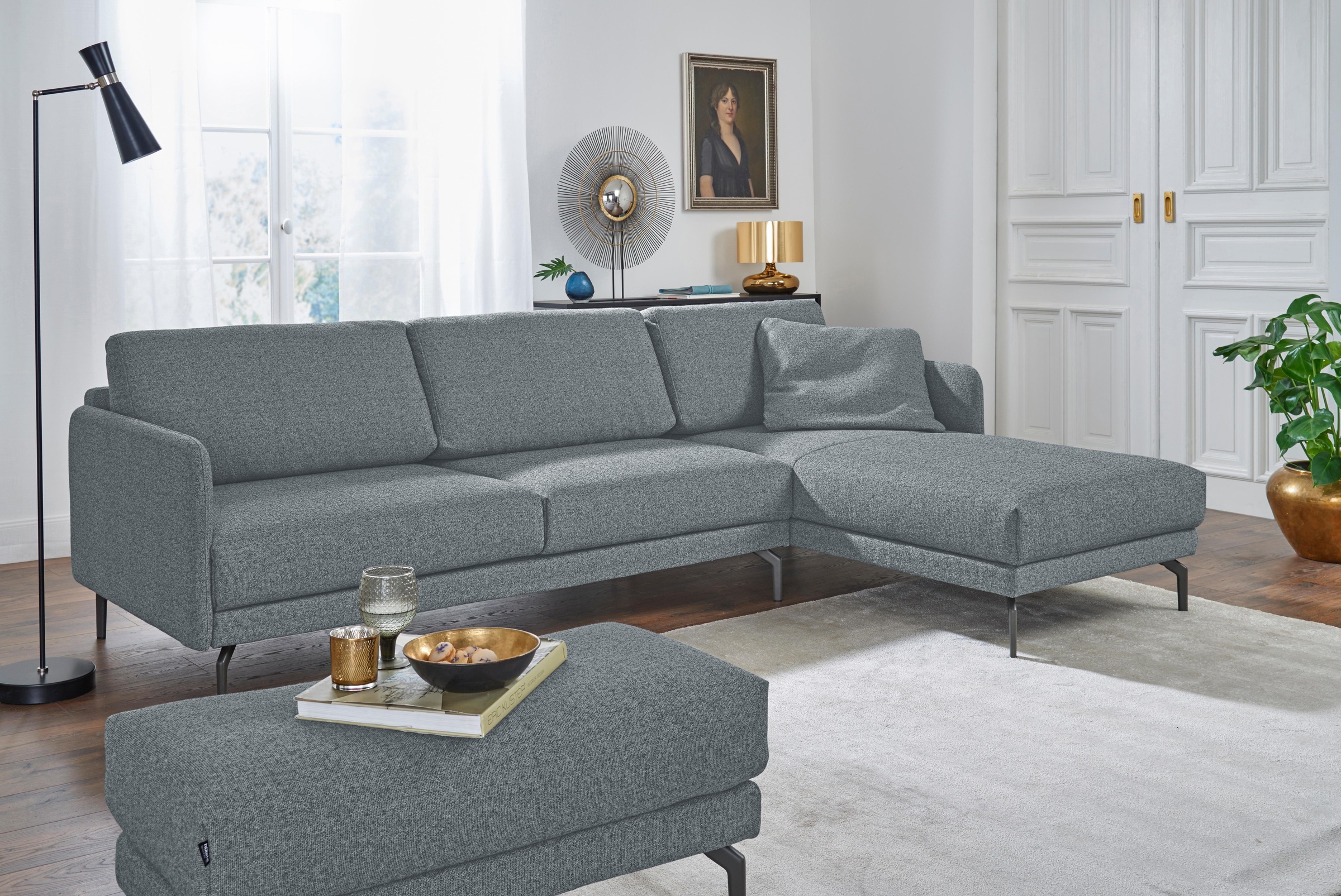 hülsta sofa Ecksofa »hs.450«, Alugussfüße bestellen Breite sehr 234 online in Armlehne cm, schmal, umbragrau