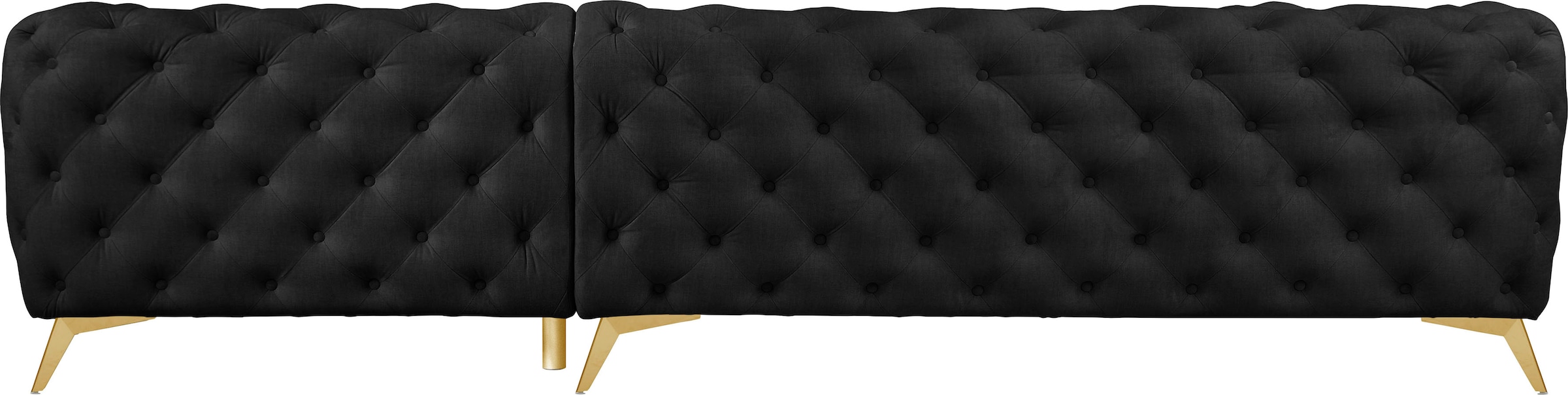 Leonique Chesterfield-Sofa »Ecksofa GLYNIS L-Form mit Wellenunterfederung, Maße B/T/H 323/264/75cm«, aufwändige Knopfheftung, moderne Chesterfield Optik, Fußfarbe wählbar