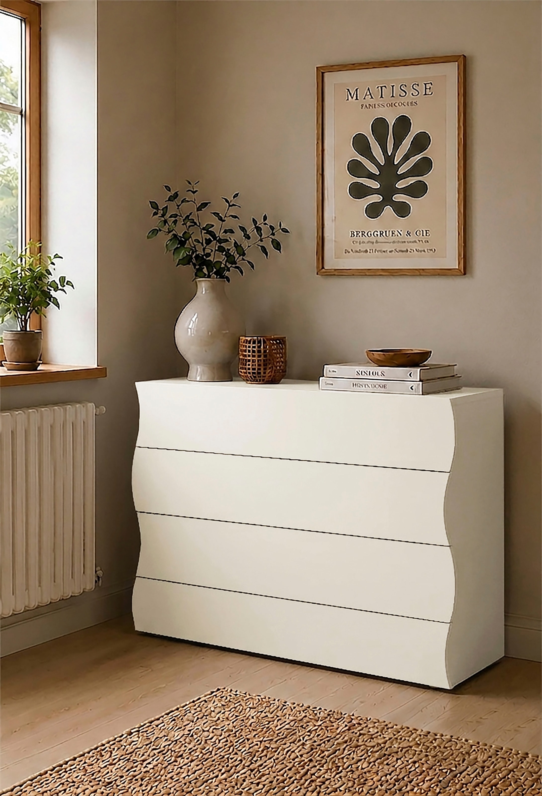 Home affaire Kommode Onda, 89cm breit, Kaschmir matt, mit 4 Schubladen, Made in Italy