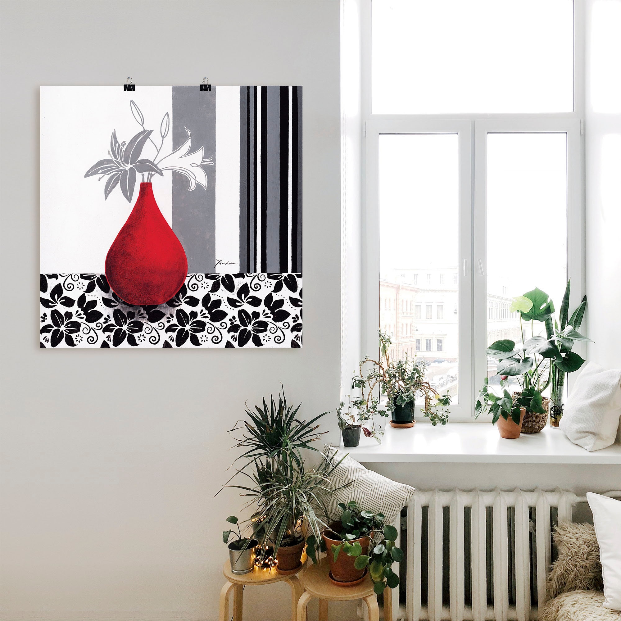 Artland Wandbild »Blumenmuster«, Vasen & Töpfe, (1 St.), als Alubild, Outdoorbild, Poster in verschied. Größen