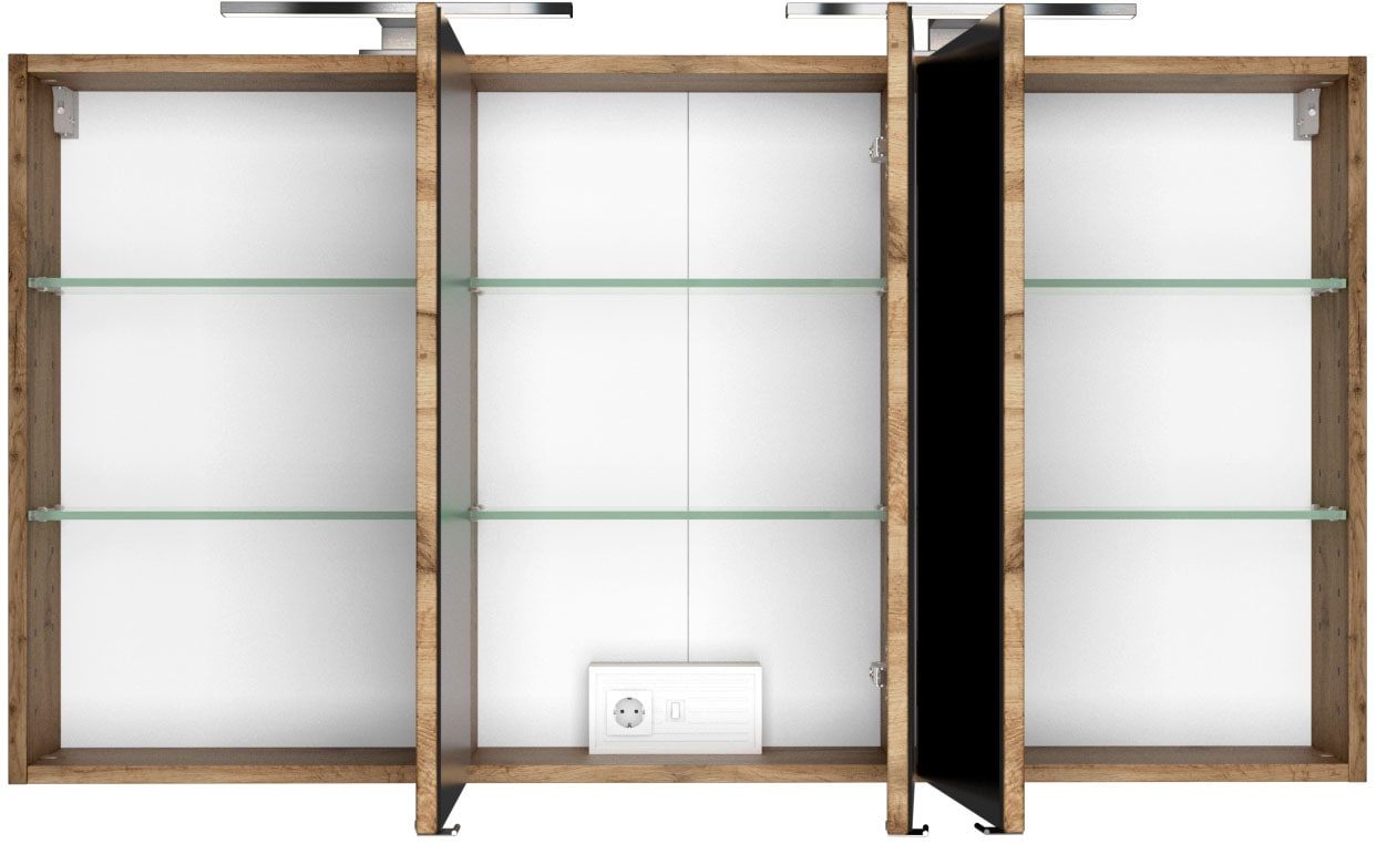 welltime Badmöbel-Set »Welltime Möbel Baabe Waschtisch-Set 3tlg. oder 5tlg.«, (5 St.), gedämpfte Scharniere und Softclose-Funktion, inklusive LED-Beleuchtung