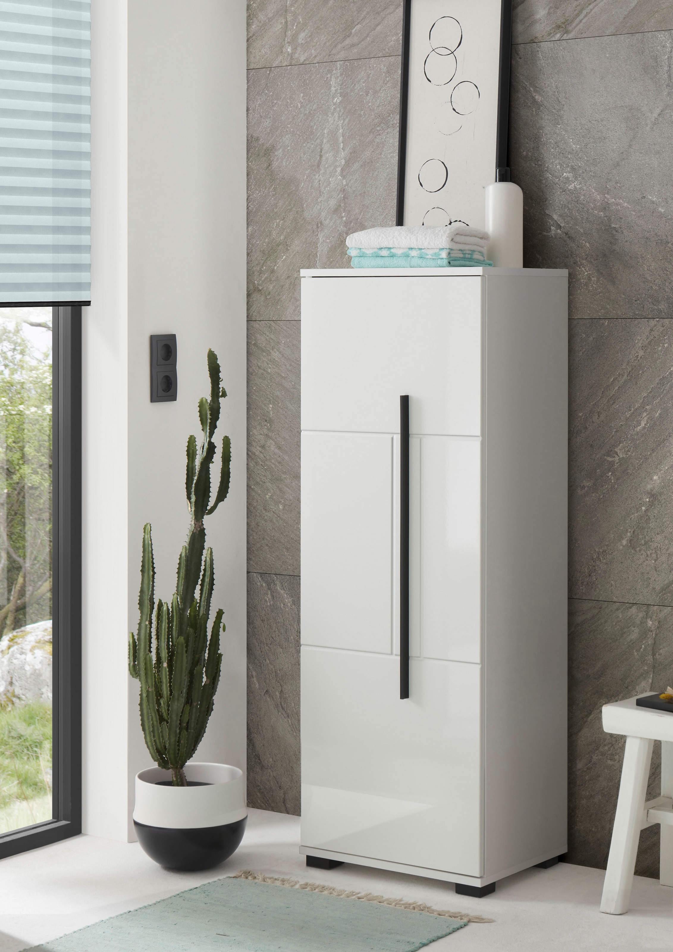 INOSIGN Waschtisch »Cantara, Waschtisch inkl. Waschbecken, modernes Design«, mit schwarzem Griff, ausreichend Stauraum