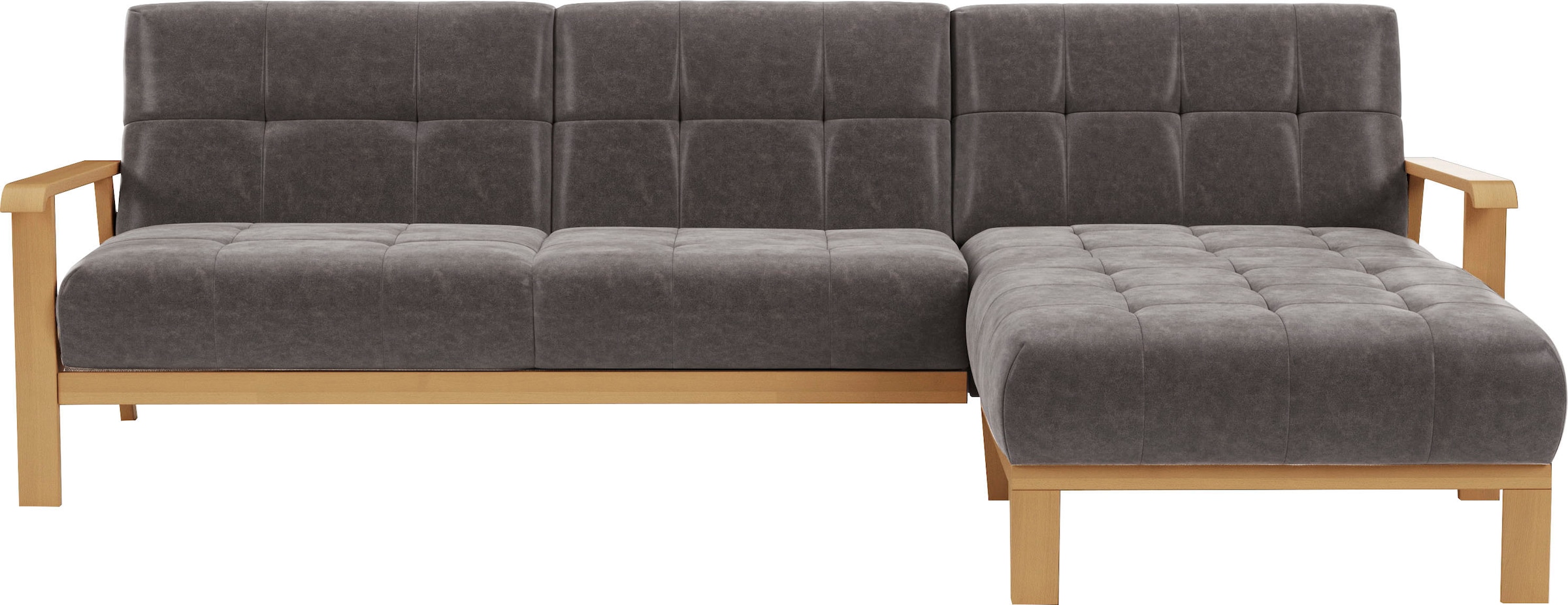 sit&more Ecksofa »Billund L-Form«, Armlehnen aus eichefarbigem Buchenholz, günstig online kaufen