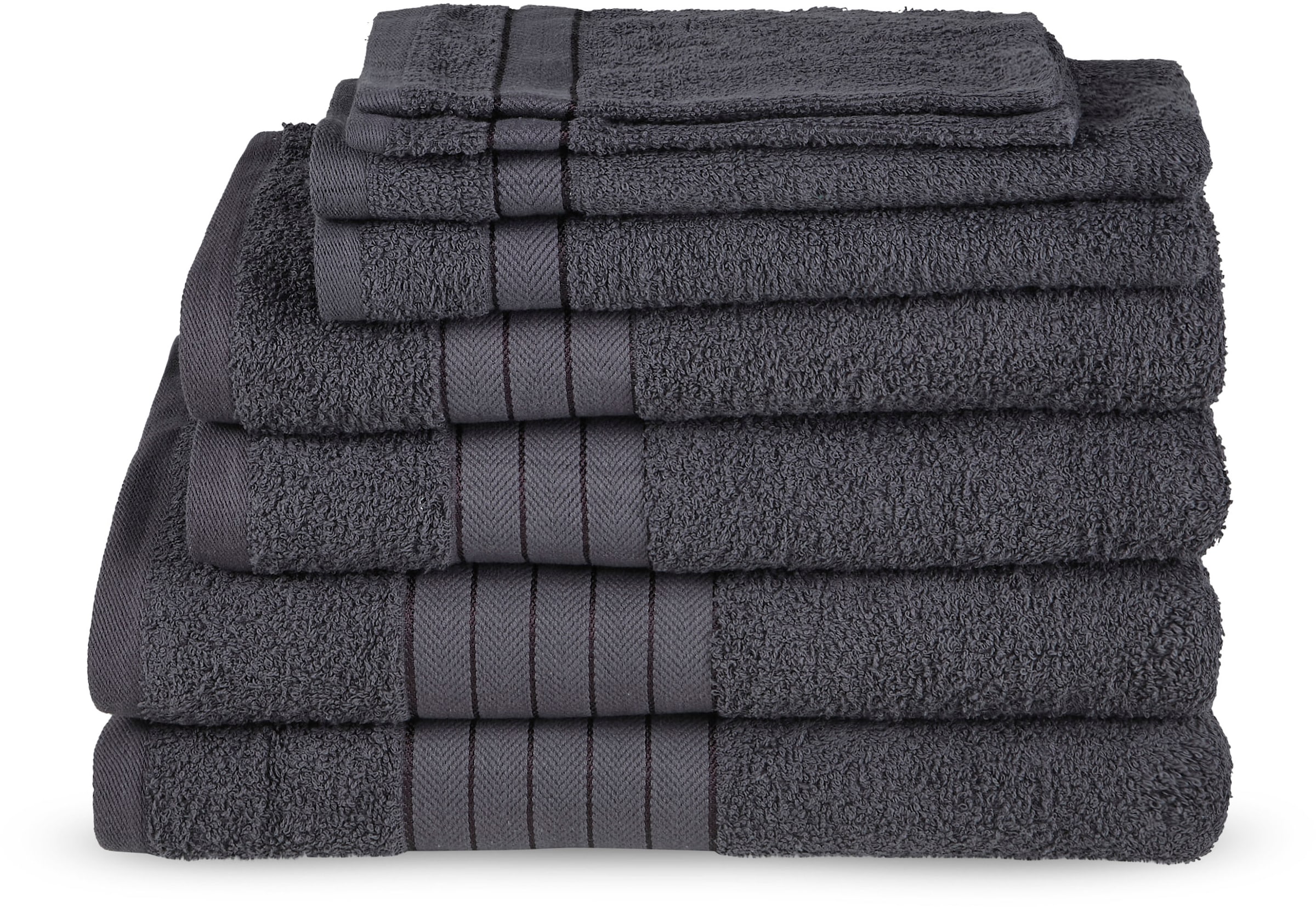 Emotion Handtuch Set »Uni«, (8 St., 2 Badetücher-2 Gästetücher-2 Handtücher-2 Waschlappen), Baumwolle, Walkfrottee, Bordüre, 500 GSM, Einfarbig, ohne Aufhängung