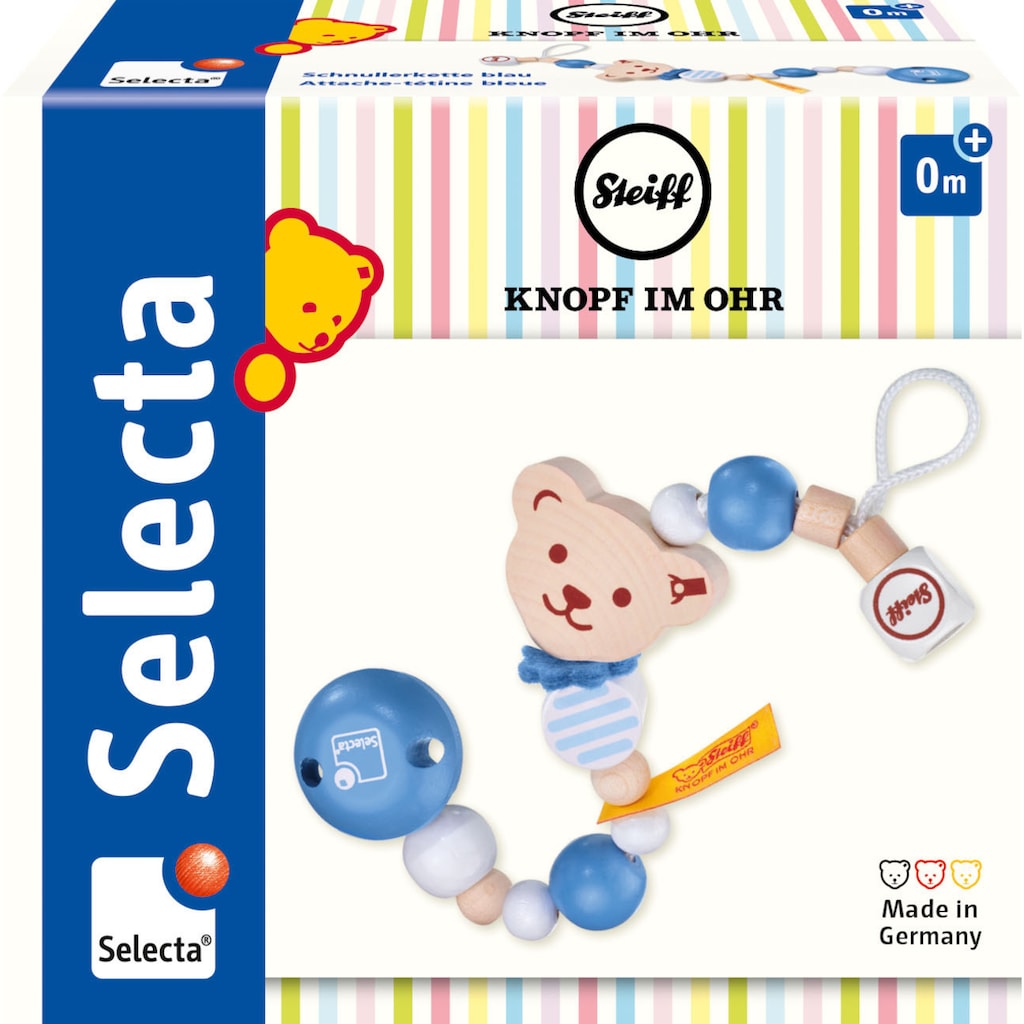 Selecta Schnullerbefestigung »Steiff by Selecta®, Schnullerkette, blau«, Made in Germany