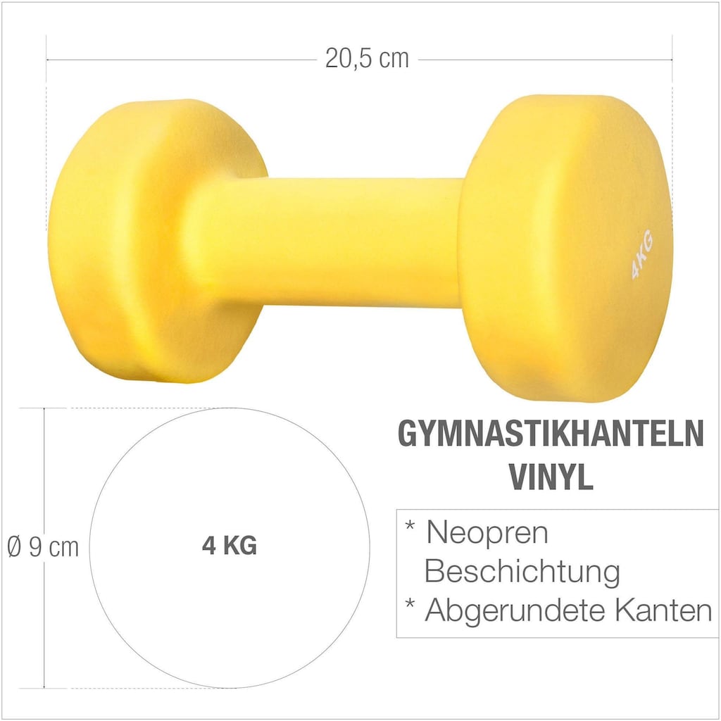 GORILLA SPORTS Hantel-Set »Gymnastikhanteln Vinyl Gelb 8 kg - 2 x 4 kg«, (Set)