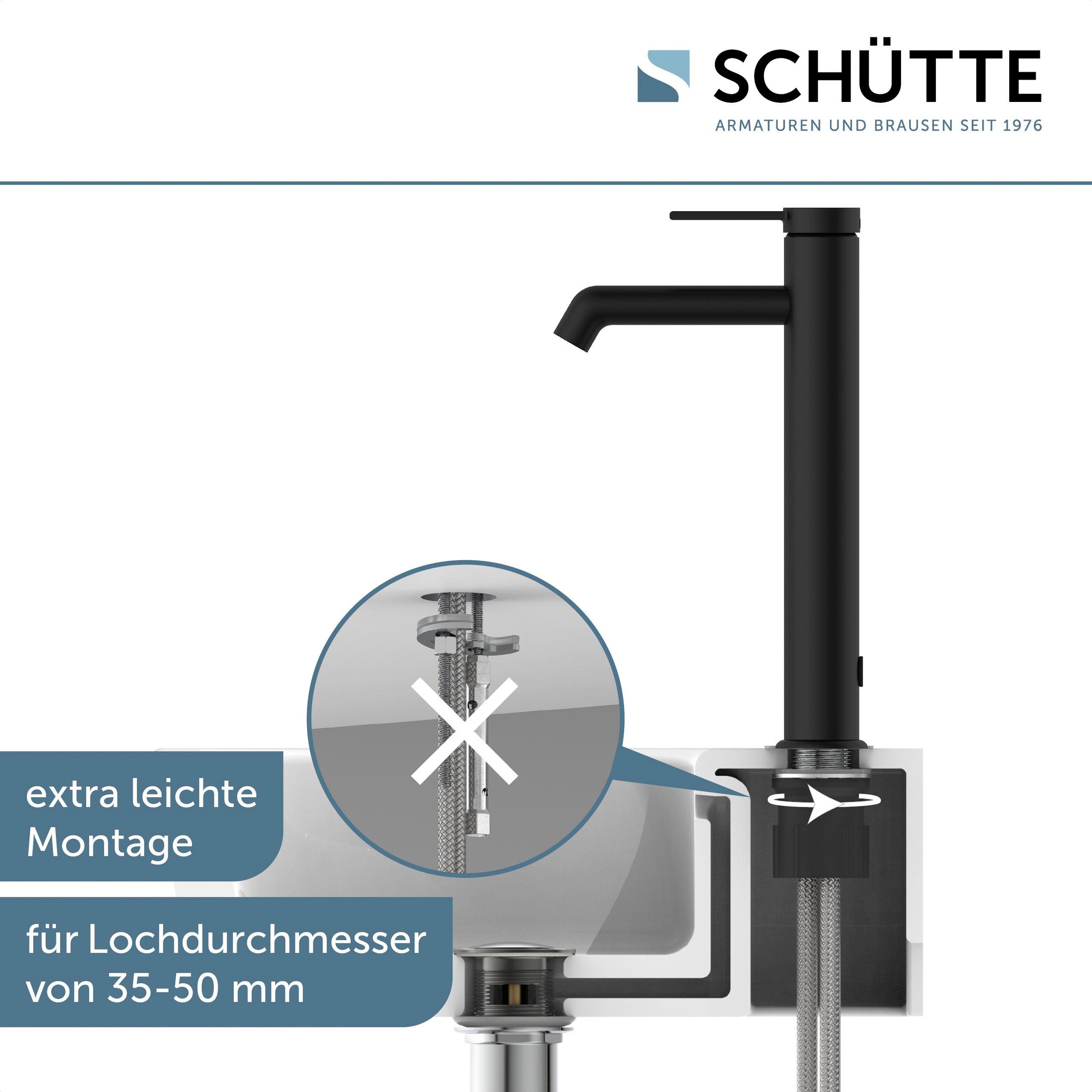 Schütte Waschtischarmatur »LOS ANGELES«, Wasserhahn Bad, energiesparend, Aufsatzwaschbecken