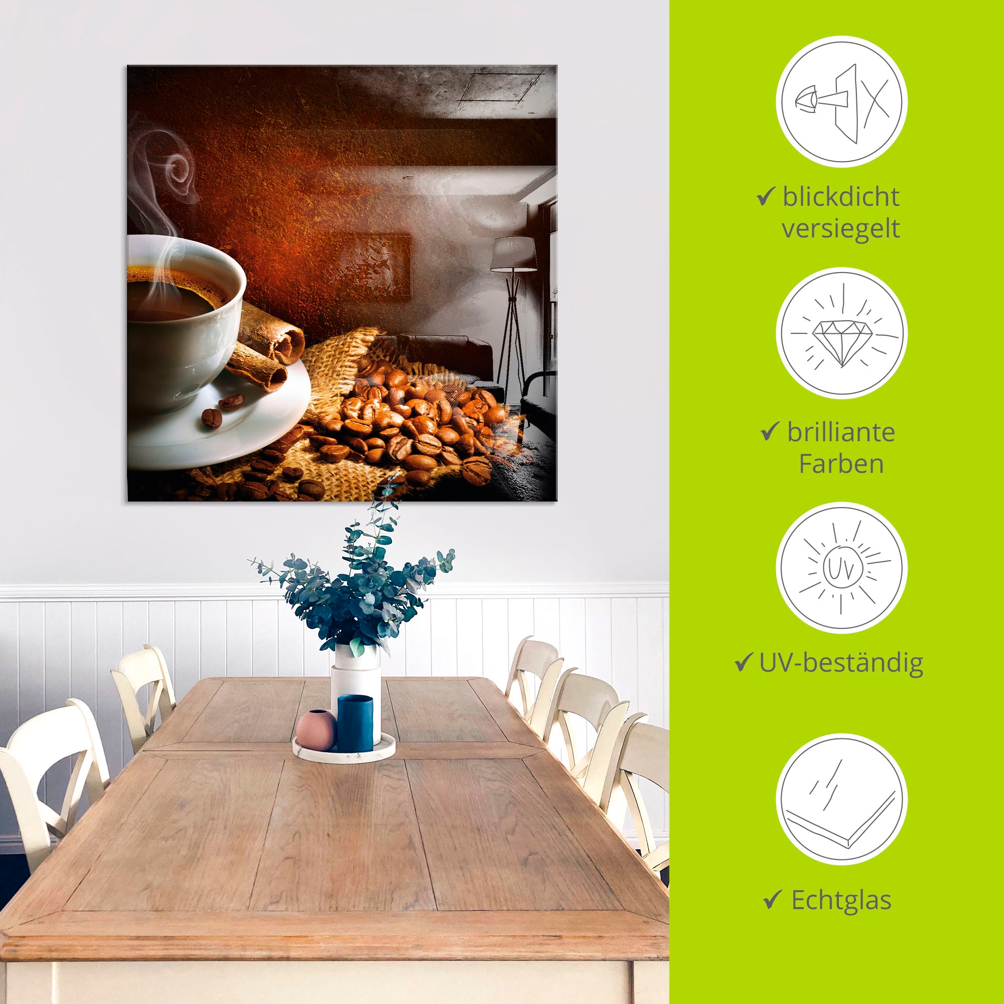 Artland Glasbild »Kaffee«, Getränke, (1 St.), in verschiedenen Größen