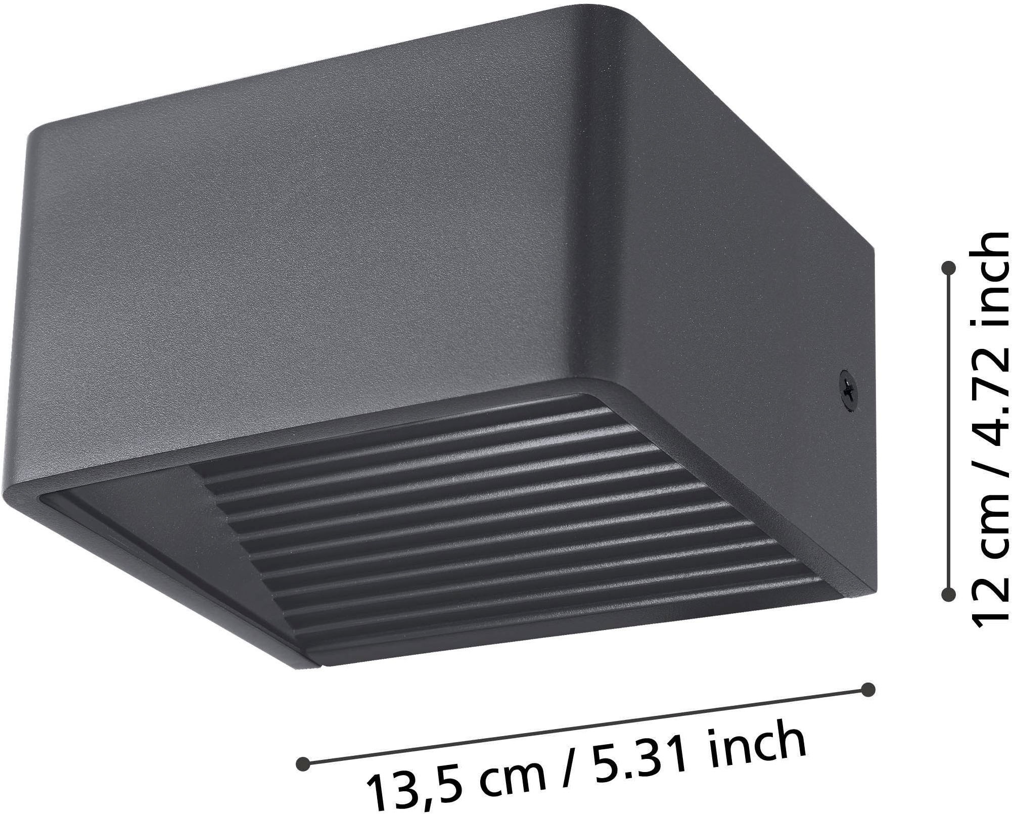 EGLO Wandleuchte »Doninni Außen-Wandlampe,  Außenlampe,  Aluminium und Kunststoff, IP44« LED-Modul 1 Stk. Warmweiß Wand-/Deckenleuchte - L13,5 x B12 x H7,5 cm - anthrazit - 6,2W inkl.