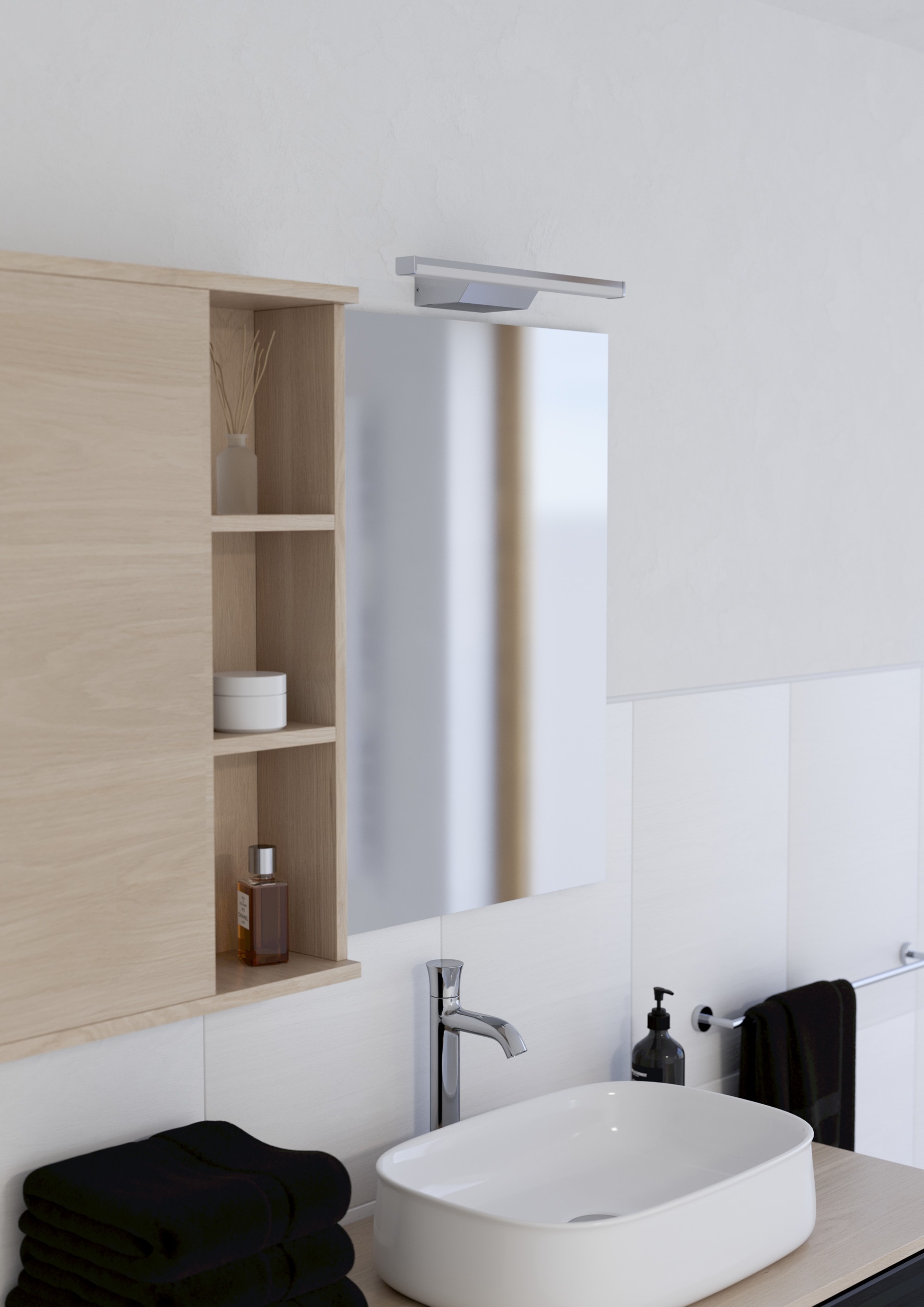 EGLO Spiegelleuchte »REGELLO-Z Spiegellampe - Kunststoff, Alu - LED - 12W - IP44« LED-Modul 1 Stk. Kaltweiß | Neutralweiß | RGB | Warmweiß Wandlampe, Badezimmerlampe, Bad, L60 x H4 x AL13 cm