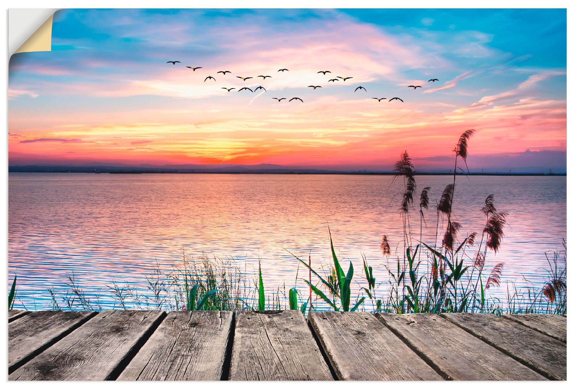 Artland Wandbild »Der See in der Farben Wandaufkleber auf versch. St.), Gewässer, den Raten Wolken«, als in Alubild, (1 Größen Leinwandbild, kaufen Poster oder