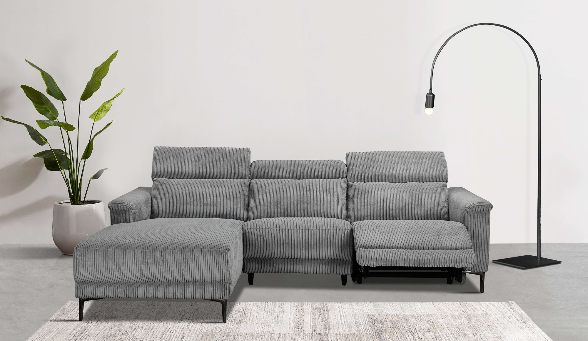 Home affaire Ecksofa »Lund in Cord, L-Form, 261 cm, manuelle und elektr. Re günstig online kaufen