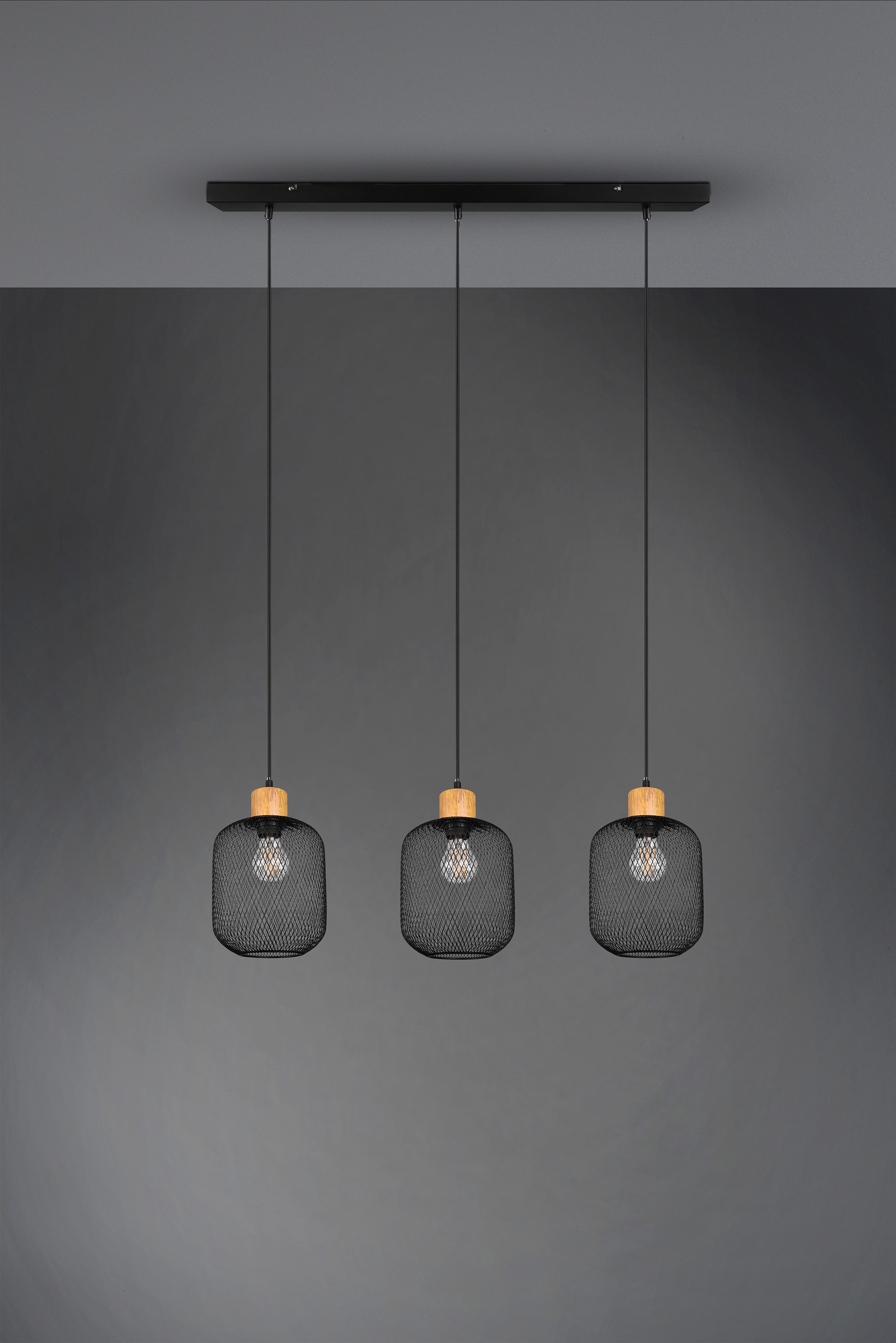 REALITY Leuchten Pendelleuchte »CALIMERO« E27 1 Stk. Holz-Deko, Leuchtmittel frei wählbar, Abhängung 150cm, Schirm Ã˜ 18cm