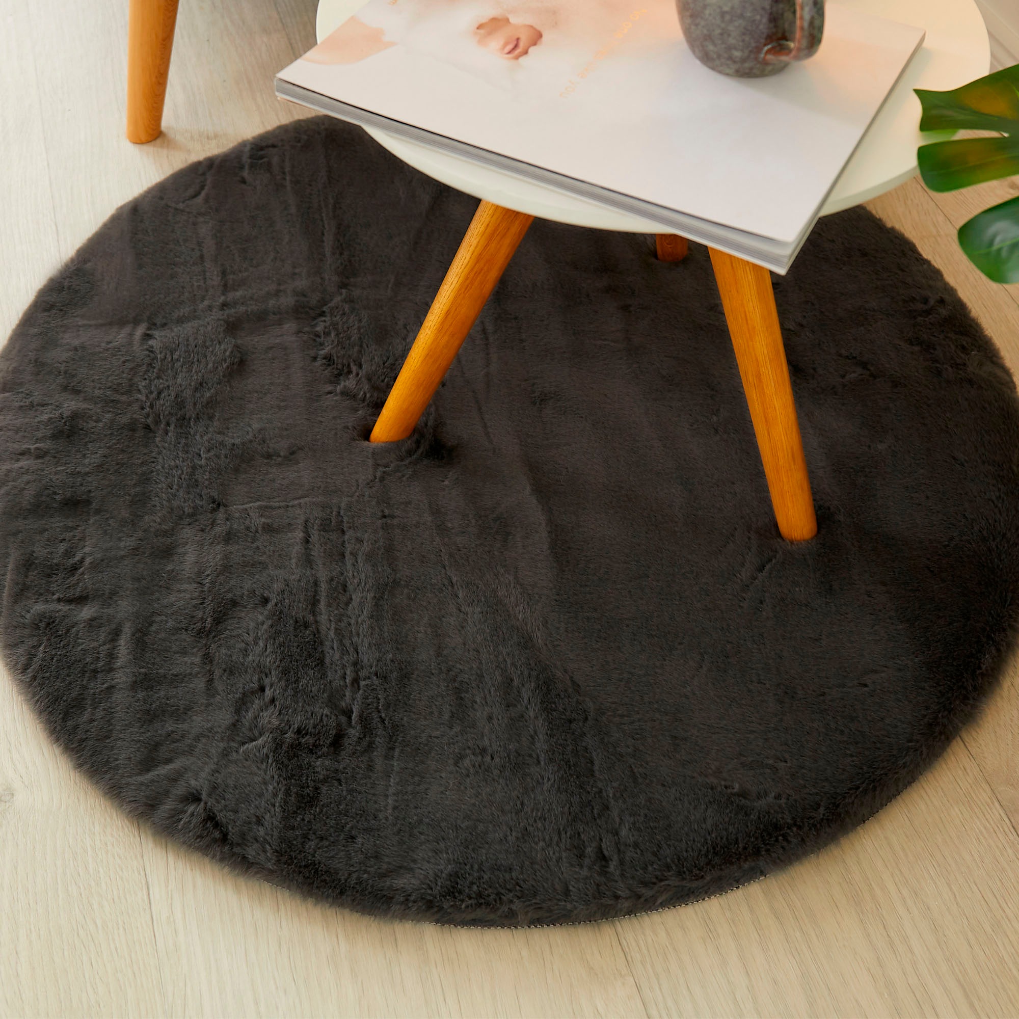 LUXOR living Fellteppich »Novara«, rund, 35 mm Höhe, Kunstfell, Kaninchenfell-Haptik, besonders weicher Hochflor