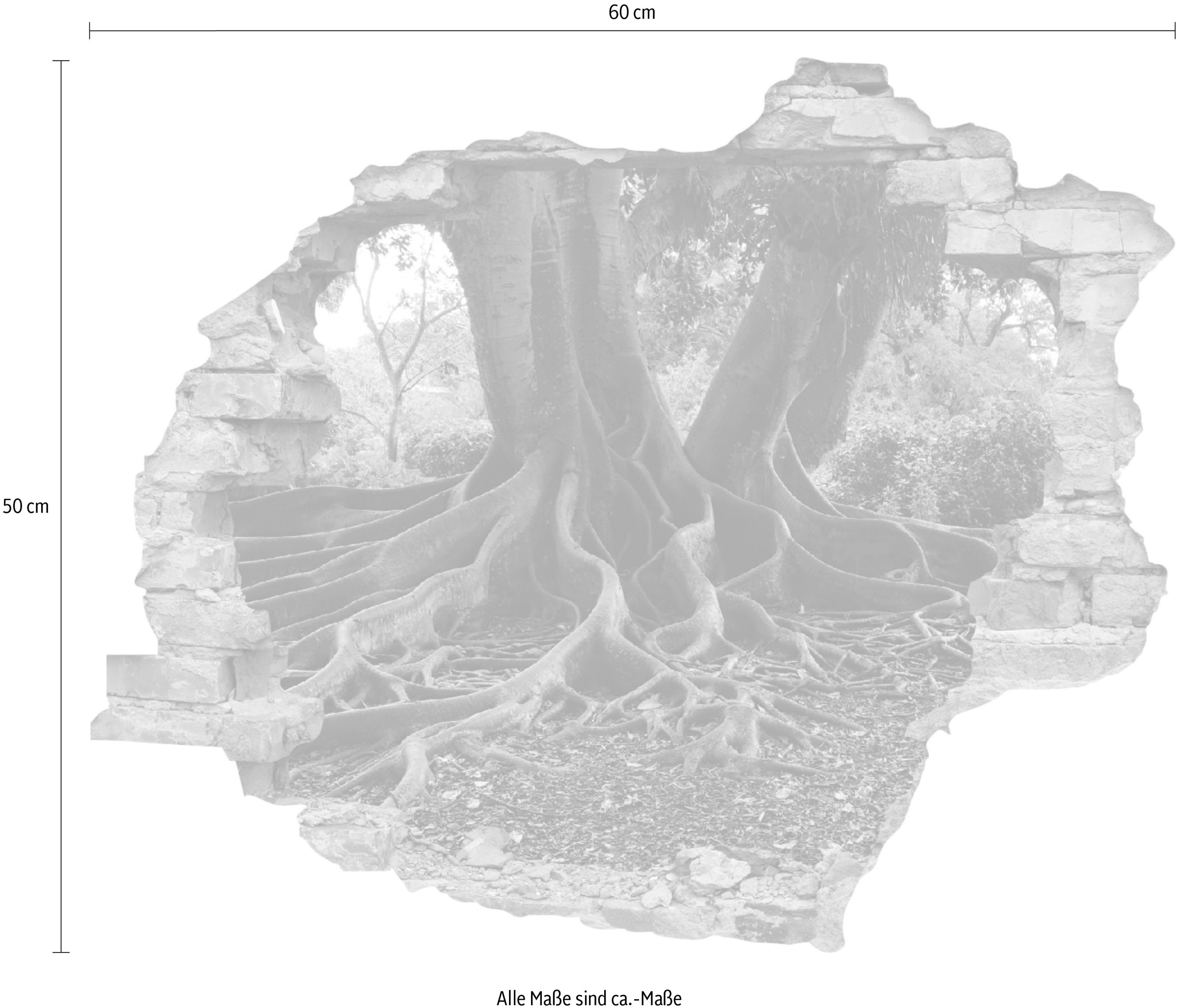 queence Wandtattoo »Wurzeln« Wandsticker, Wandbild, selbstklebend, 3D, Wanddurchbruch