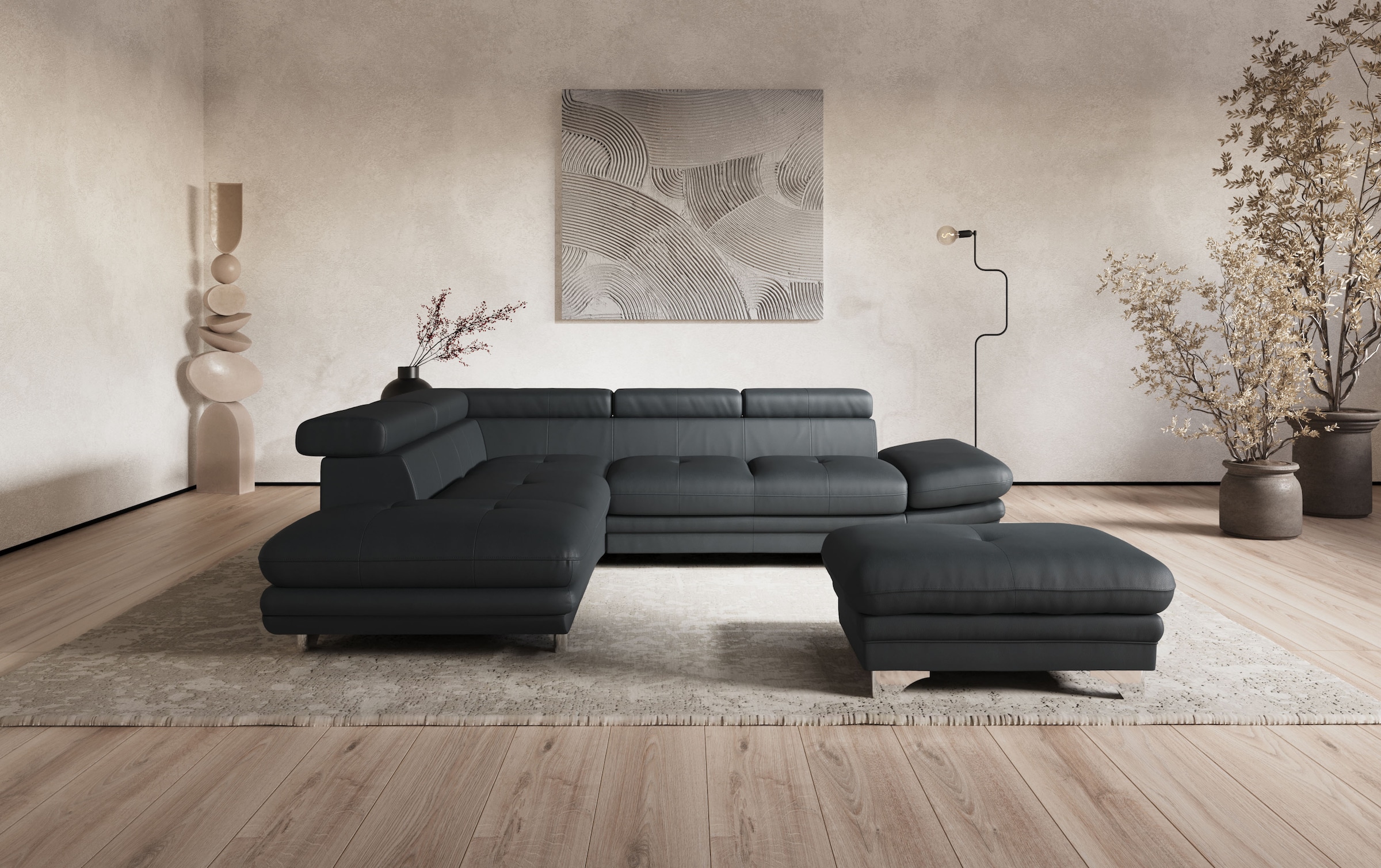 COTTA Ecksofa »Enterprise L-Form«, mit Arm- & Kopfteilverstellung, wahlweise mit Bettfunktion