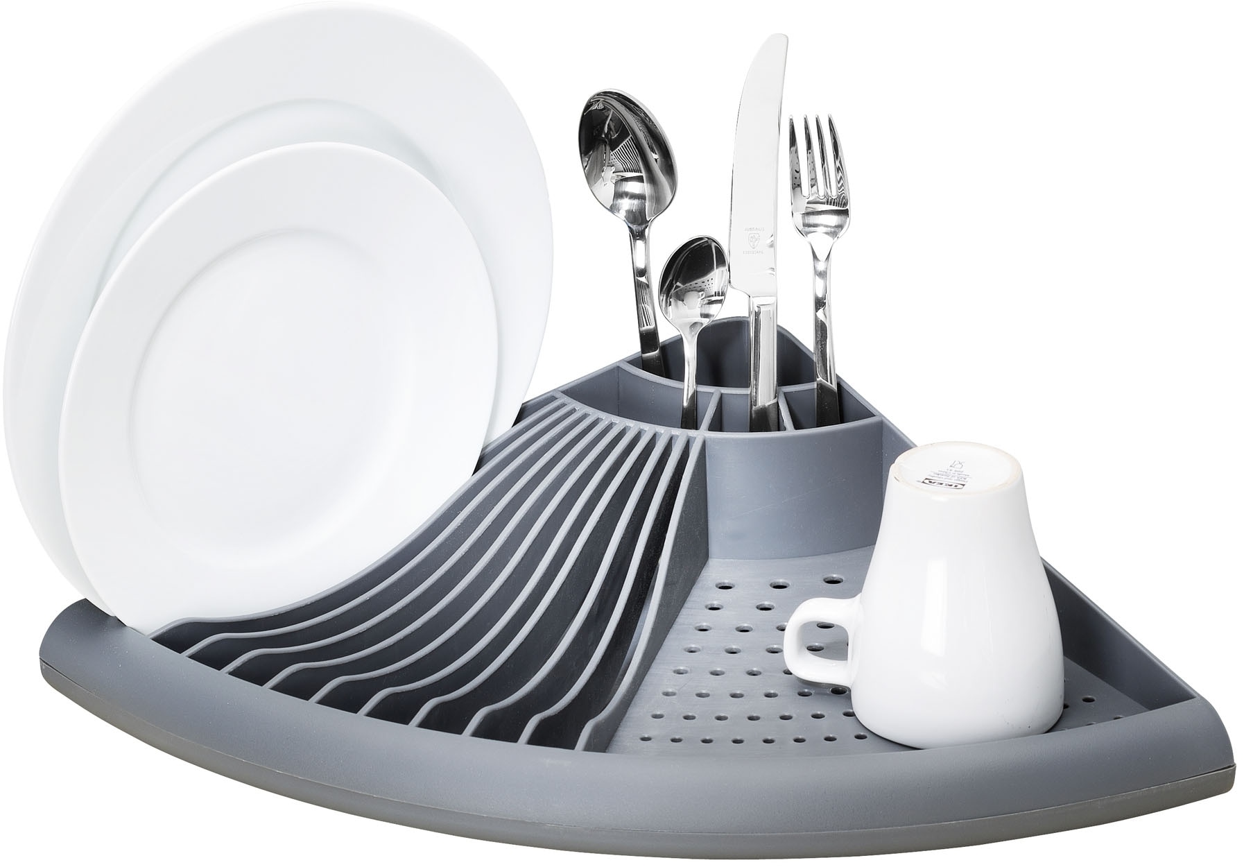 WENKO Geschirrständer »Modell Cornio«, (Set, 2 tlg.), Geschirrabtropfer speziell für Küchenecken, abnehmbare Abtropfschale